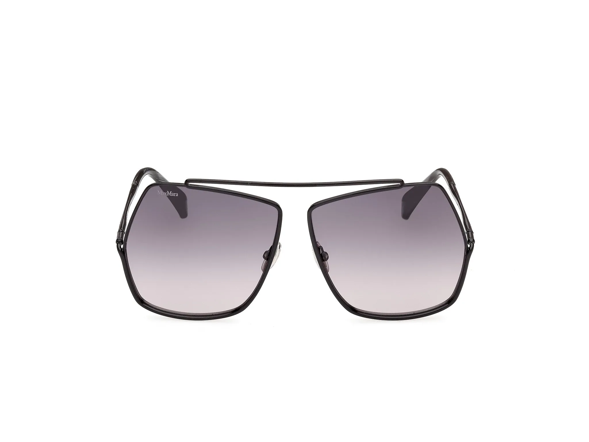 Max Mara MM0006 ELSA 01B Occhiali da sole Metallo Nero Fumo Geometrica Normale - immagine 2