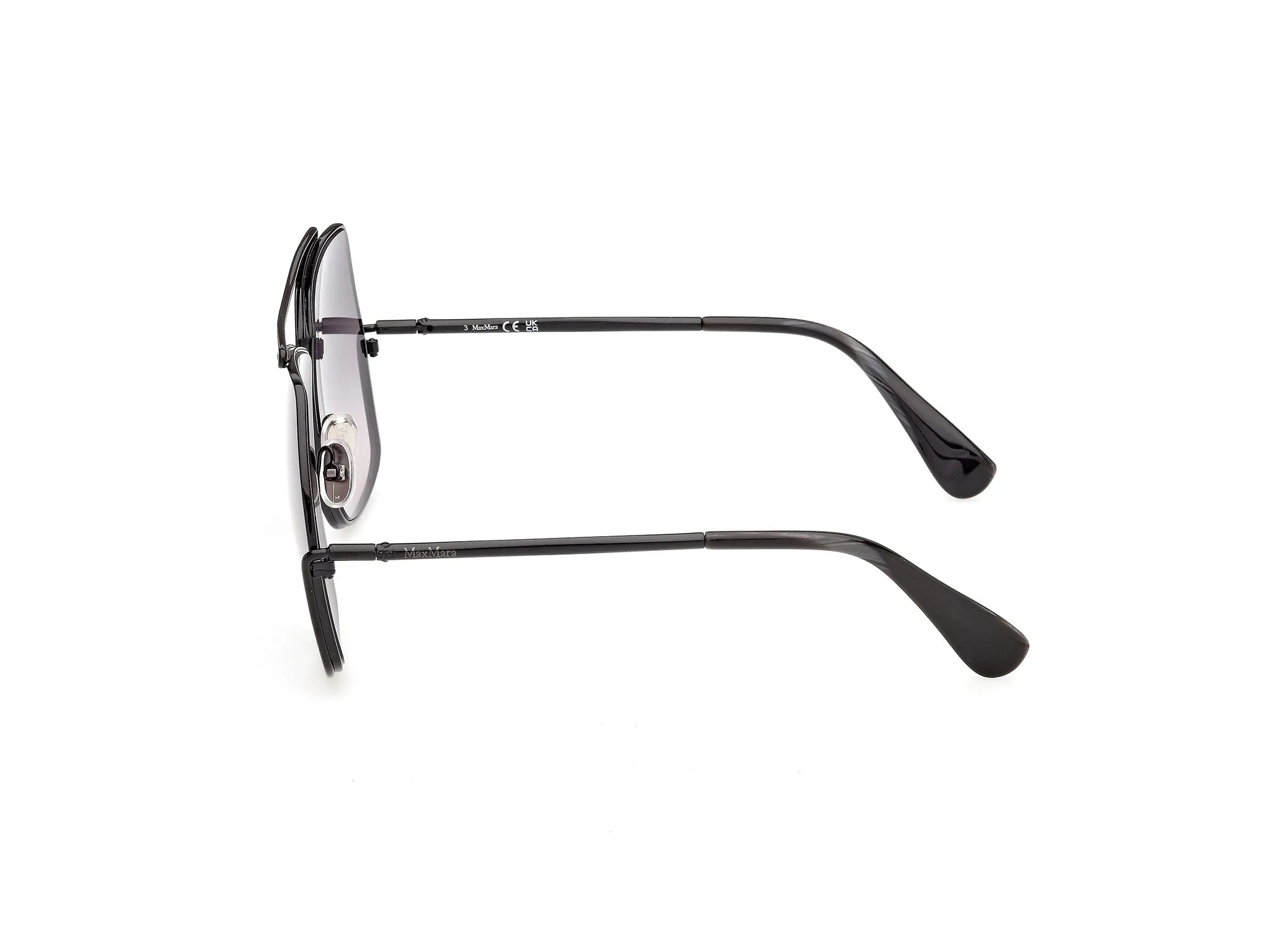 Max Mara MM0006 ELSA 01B Occhiali da sole Metallo Nero Fumo Geometrica Normale - immagine 3
