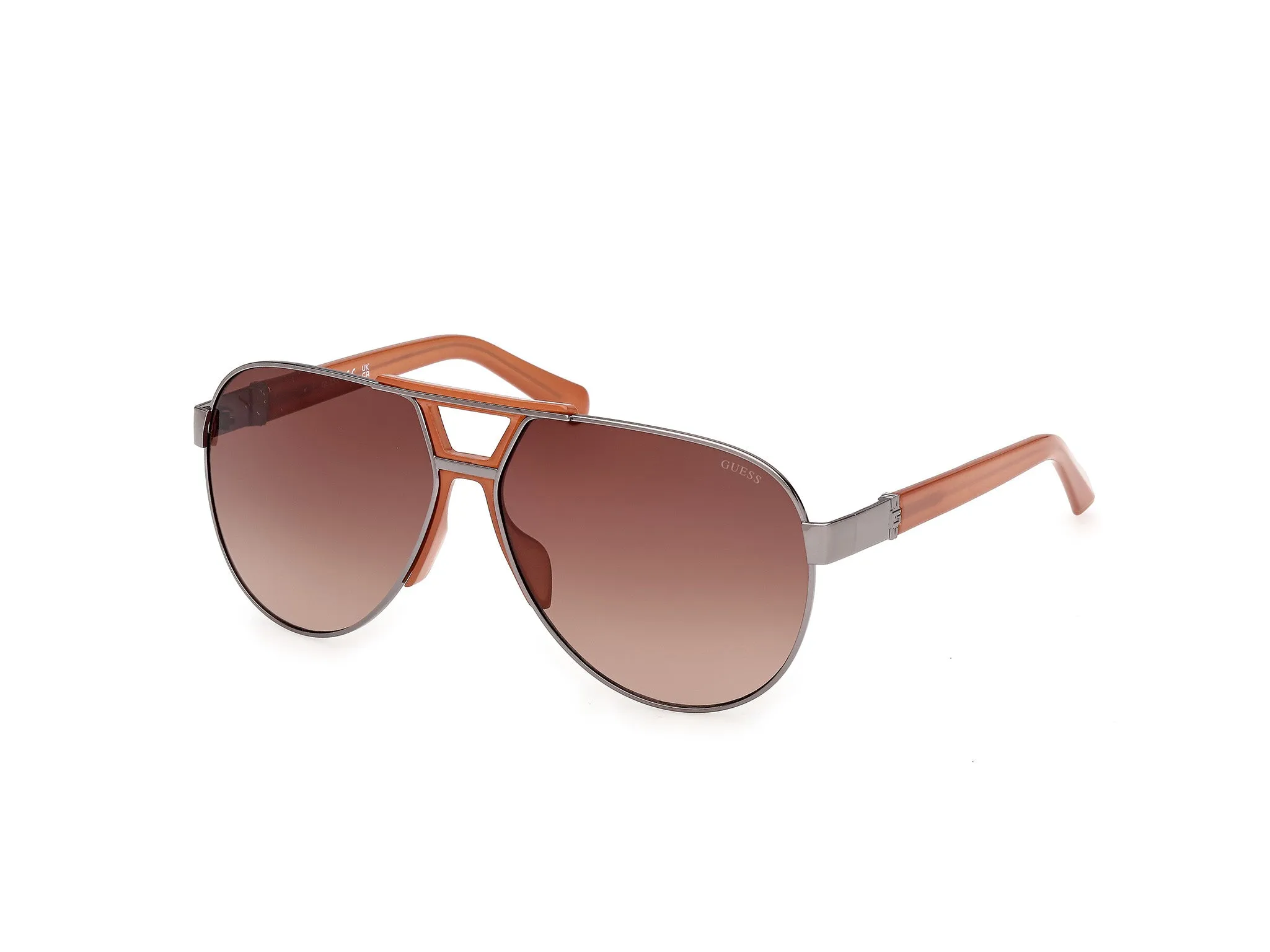 Guess GU00304 08F Occhiali da sole Metallo Canna di fucile Marrone Pilot Normale - immagine 1
