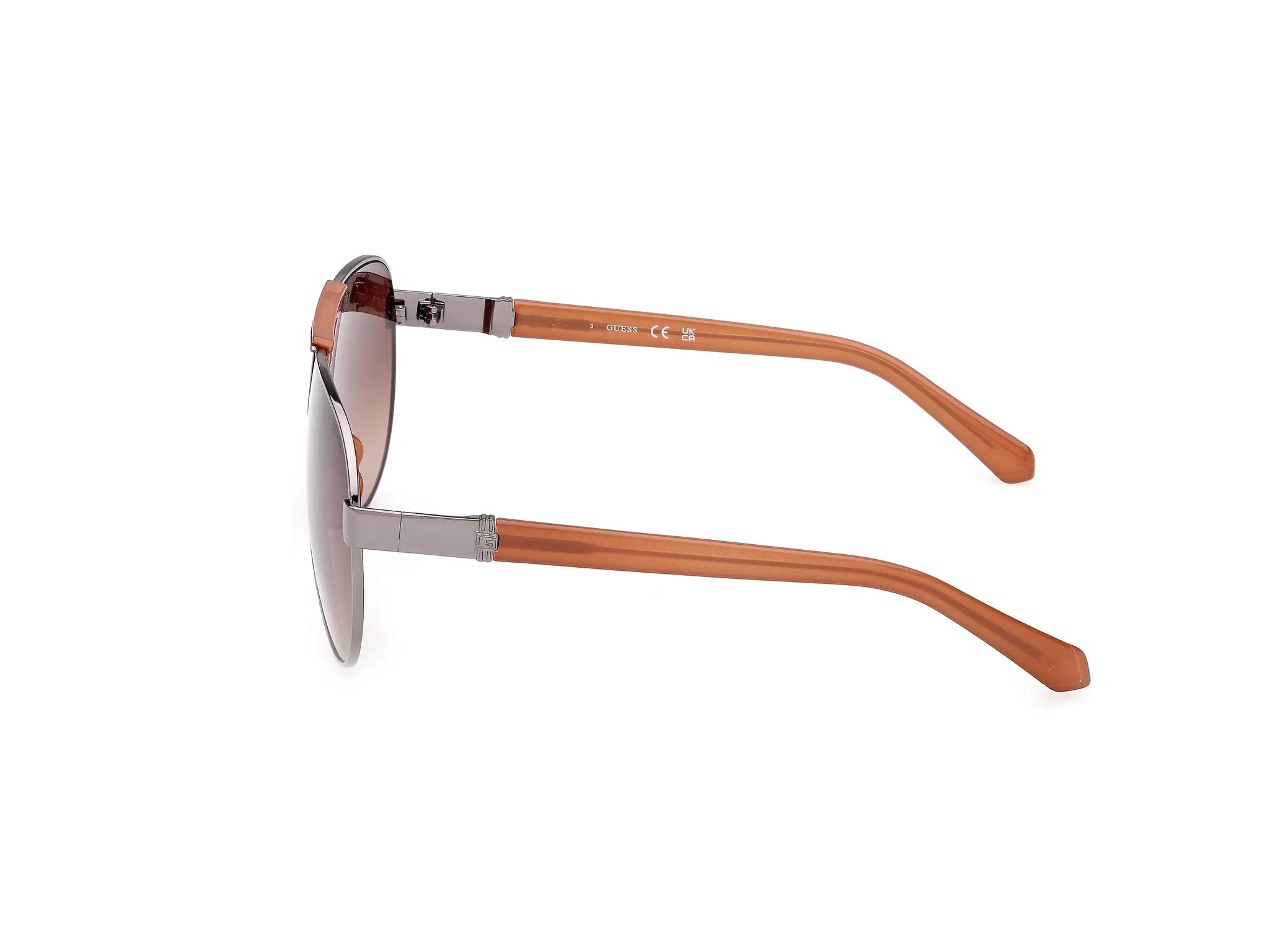 Guess GU00304 08F Occhiali da sole Metallo Canna di fucile Marrone Pilot Normale - immagine 3