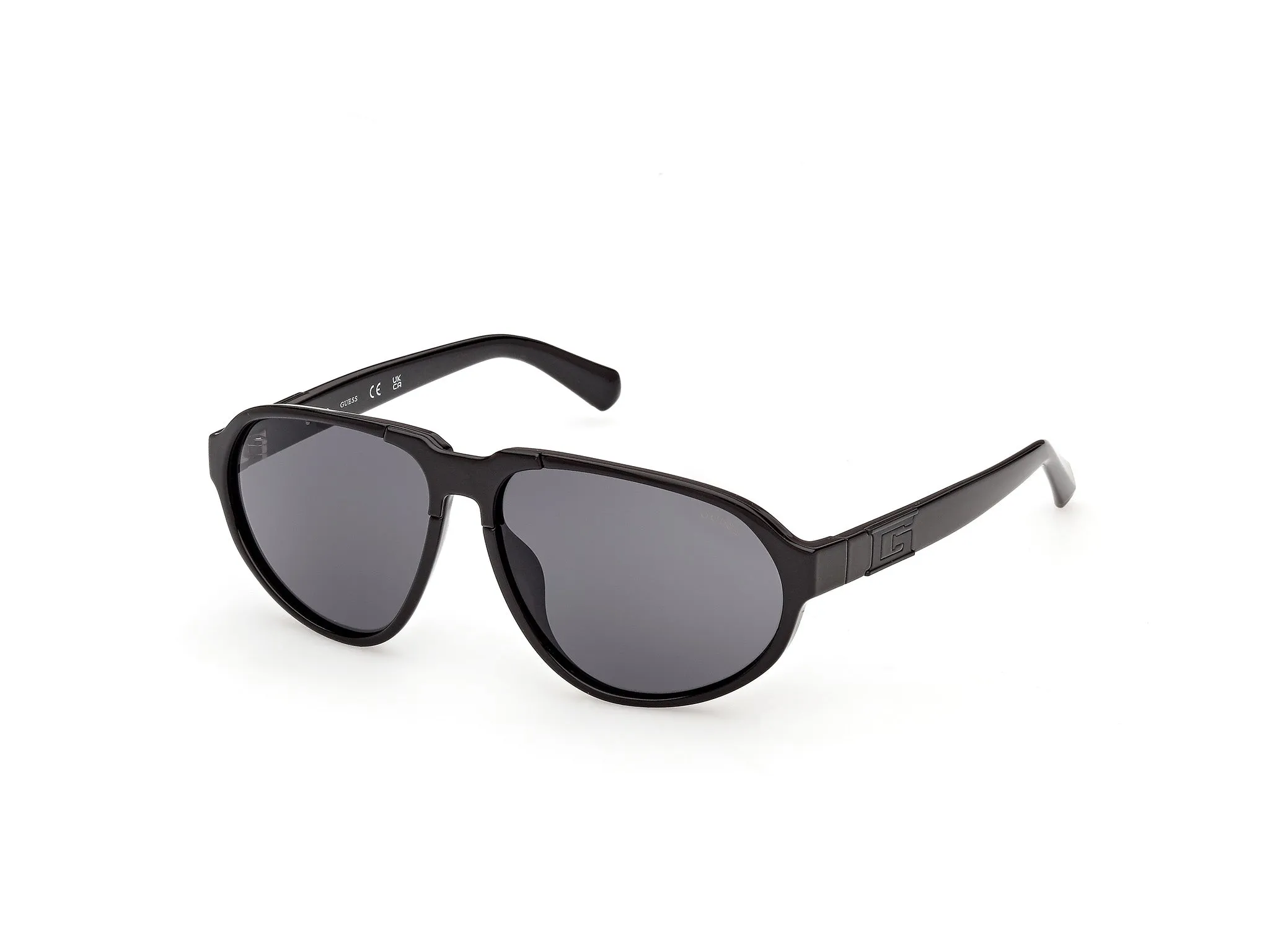 Guess GU00303 01A Occhiali da sole Iniettato Nero Fumo Pilot Normale - immagine 1