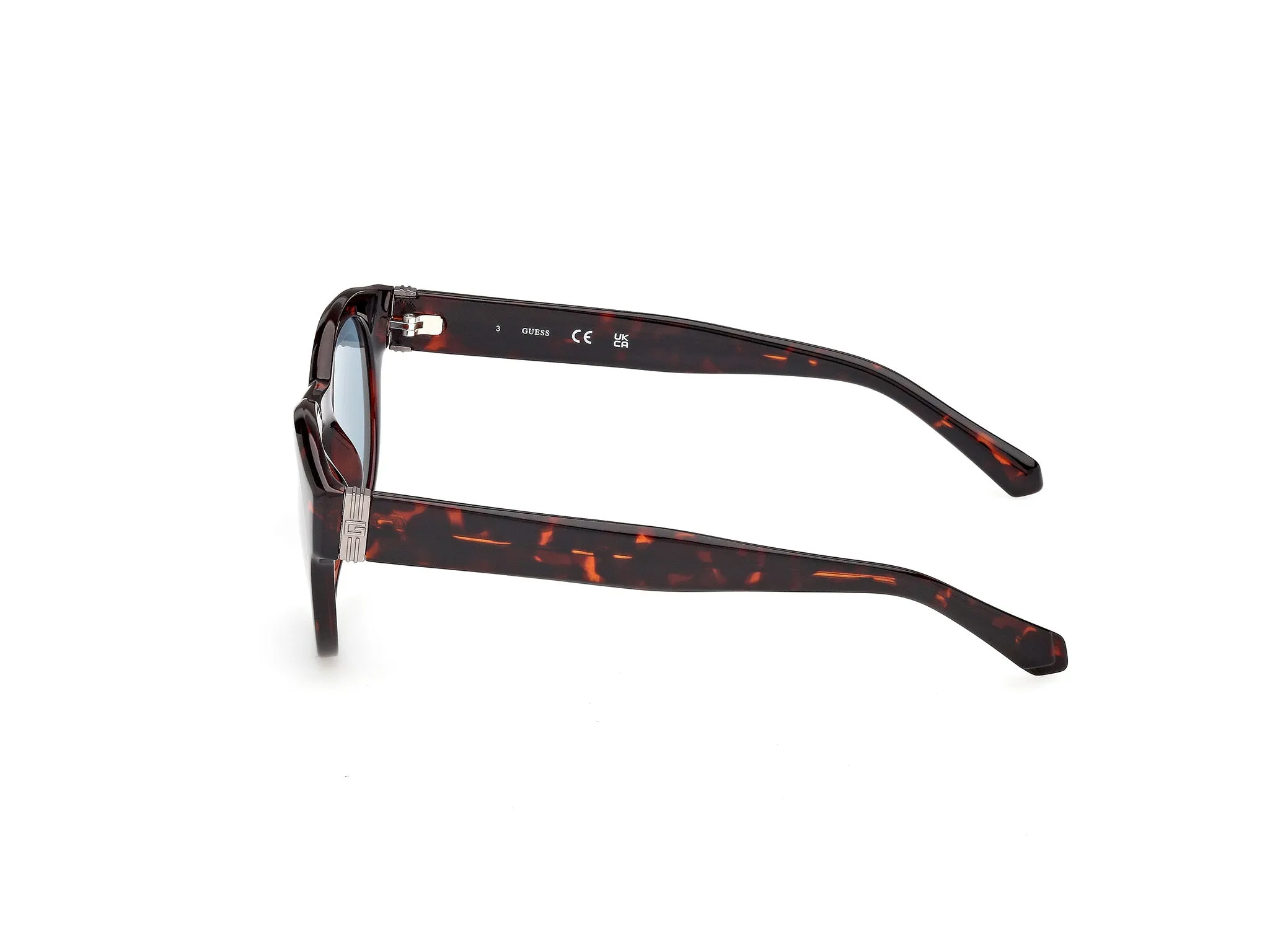 Guess GU00298 52V Occhiali da sole Iniettato Havana Blu Rotonda Normale - immagine 3