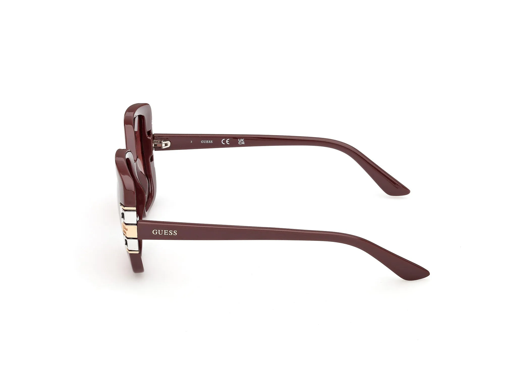 Guess GU00294 69F Occhiali da sole Iniettato Bordeaux Marrone Squadrata Normale - immagine 3