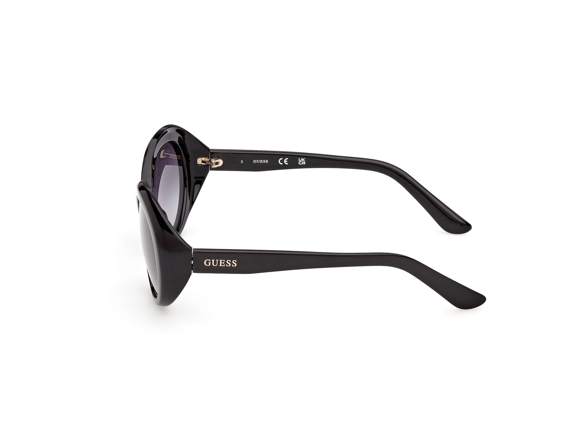Guess GU00287 01B Occhiali da sole Iniettato Nero Fumo Rotonda Normale - immagine 3