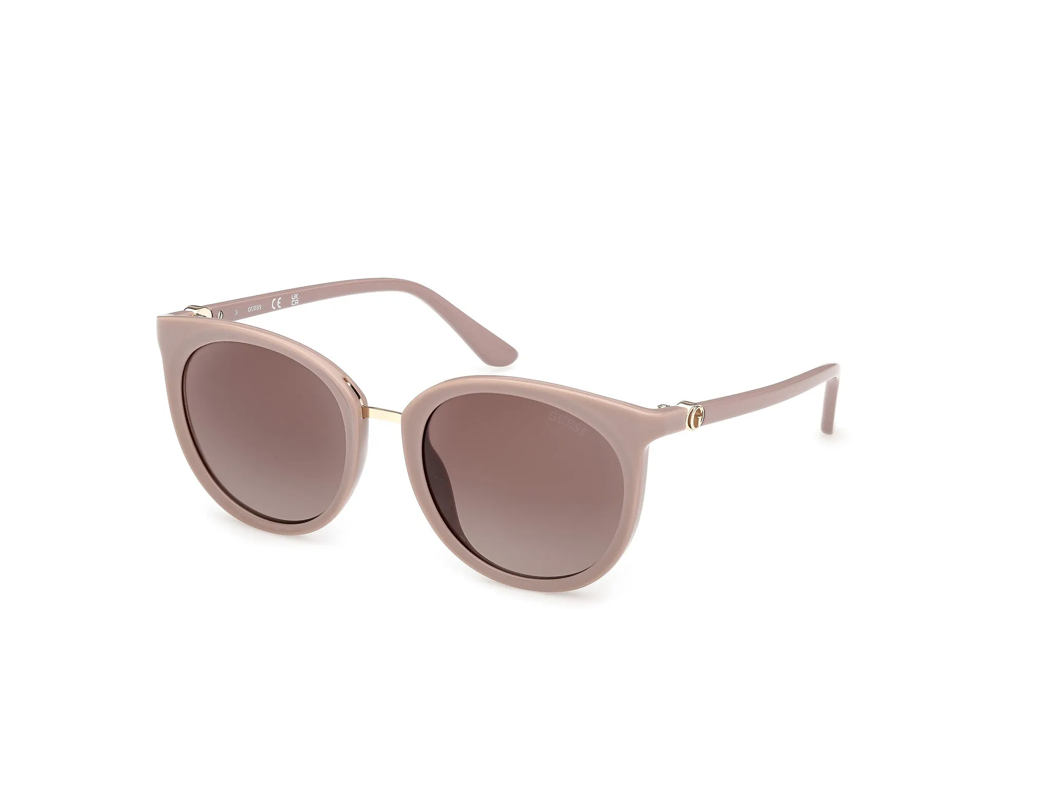 Guess GU00282 57F Occhiali da sole Iniettato Beige Marrone Rotonda Normale - immagine 1