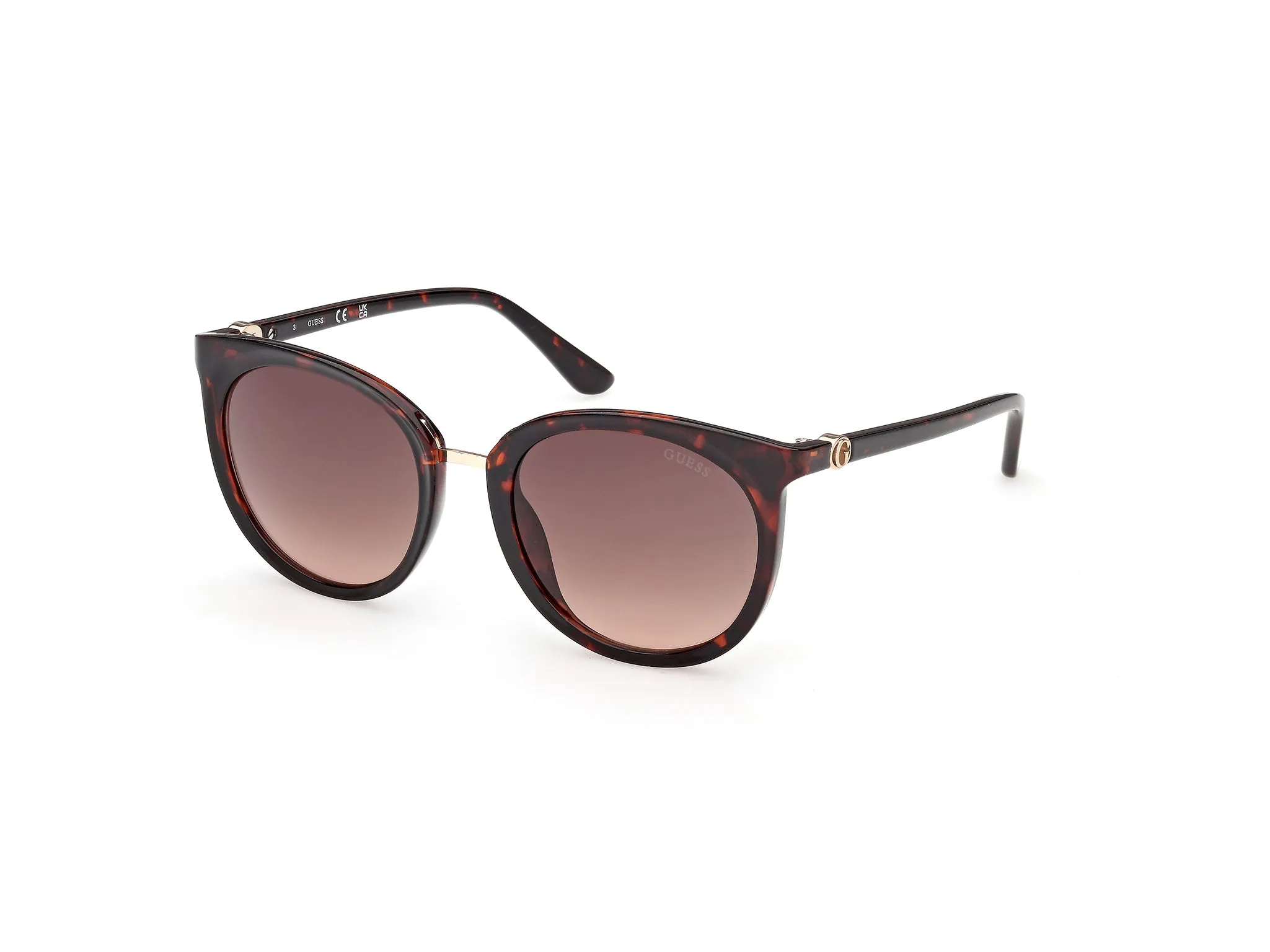 Guess GU00282 52F Occhiali da sole Iniettato Havana Marrone Rotonda Normale - immagine 1