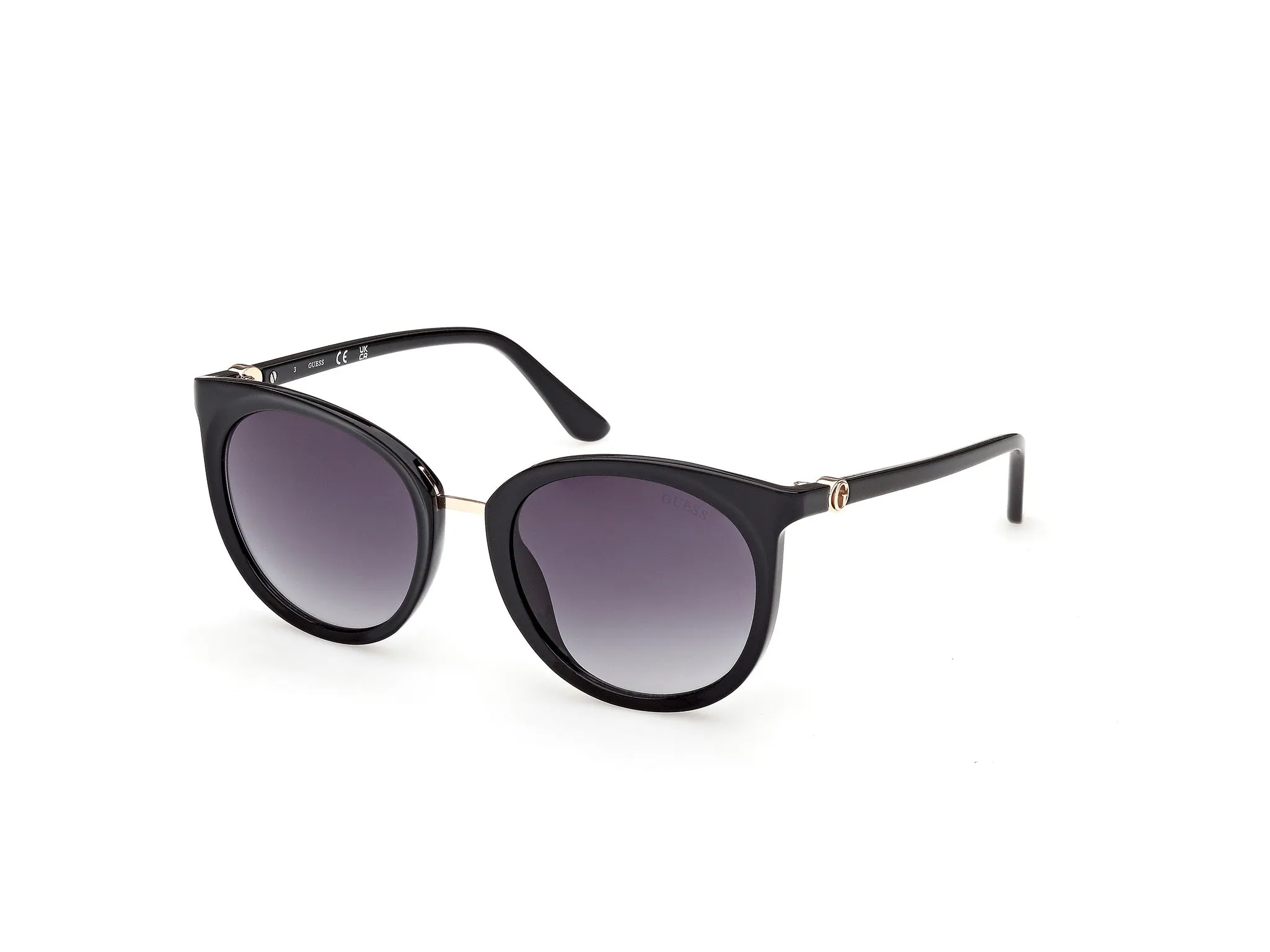 Guess GU00282 01B Occhiali da sole Iniettato Nero Fumo Rotonda Normale - immagine 1
