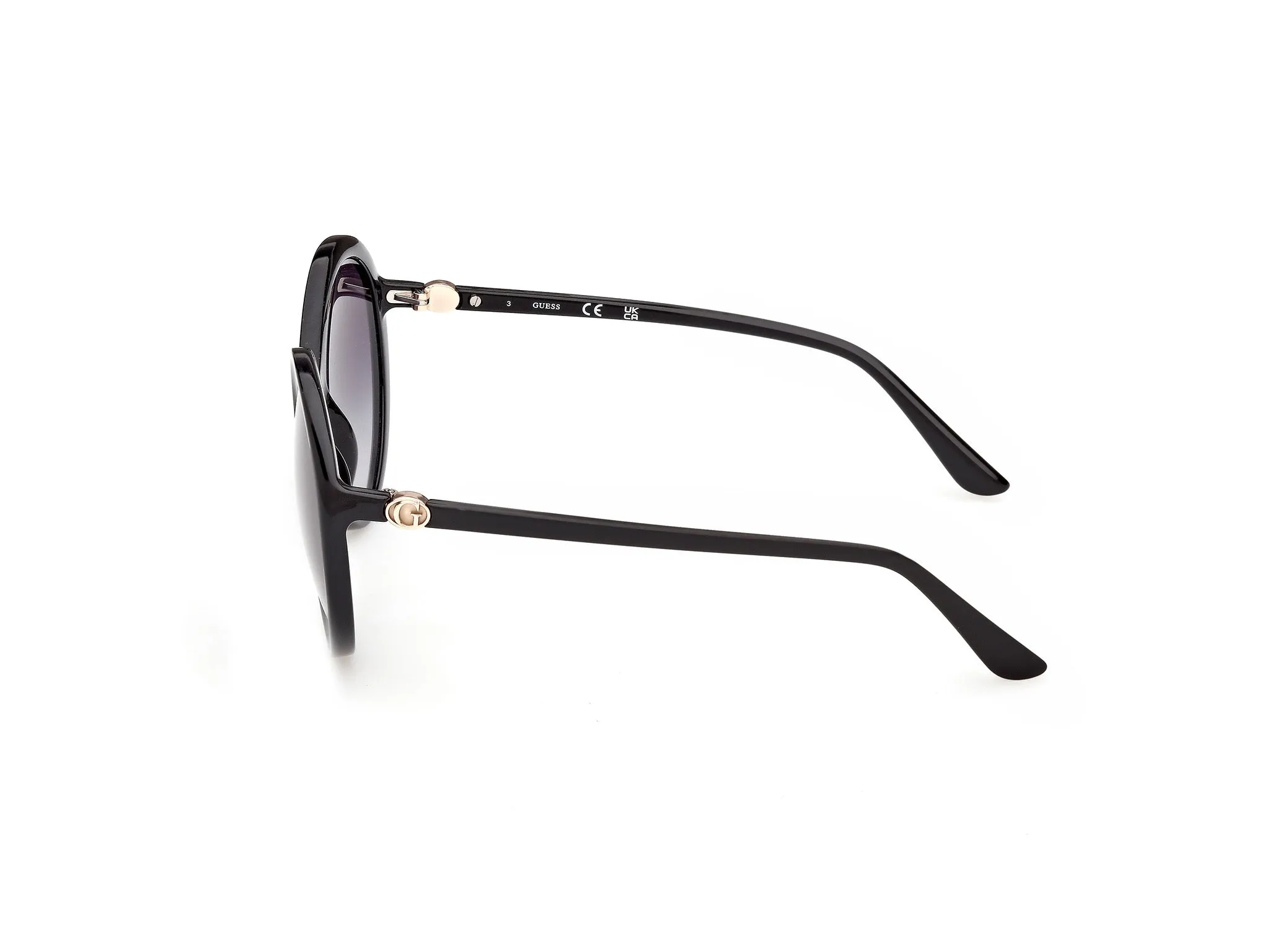 Guess GU00281 01B Occhiali da sole Iniettato Nero Fumo Rotonda Normale - immagine 3