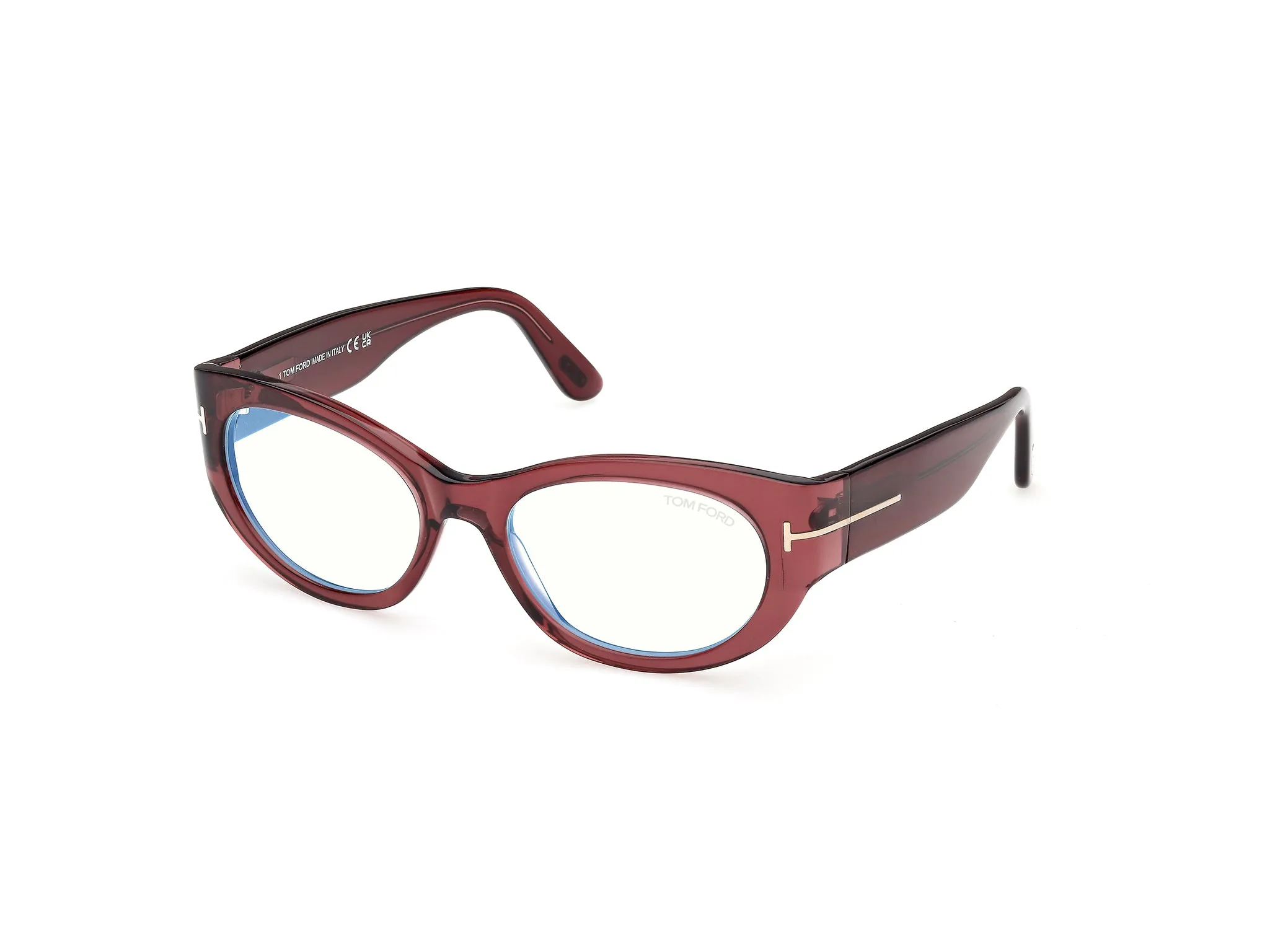 TOM FORD FT6133-B 069 Montature da vista Acetato Bordeaux Rotonda Normale - immagine 1