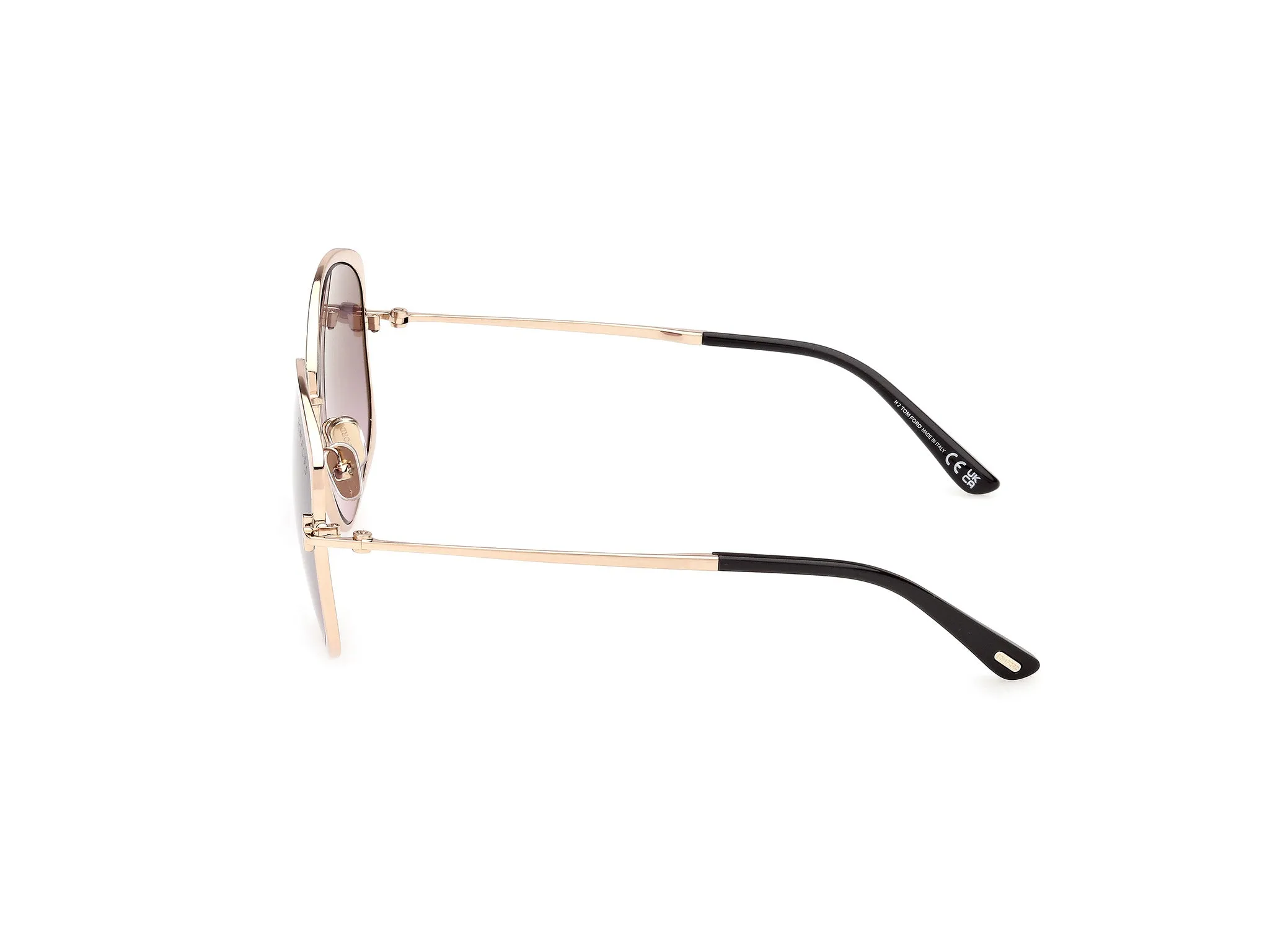 TOM FORD FT1349 ABBEY-02 28B Occhiali da sole Metallo Oro Fumo Rotonda Normale - immagine 3
