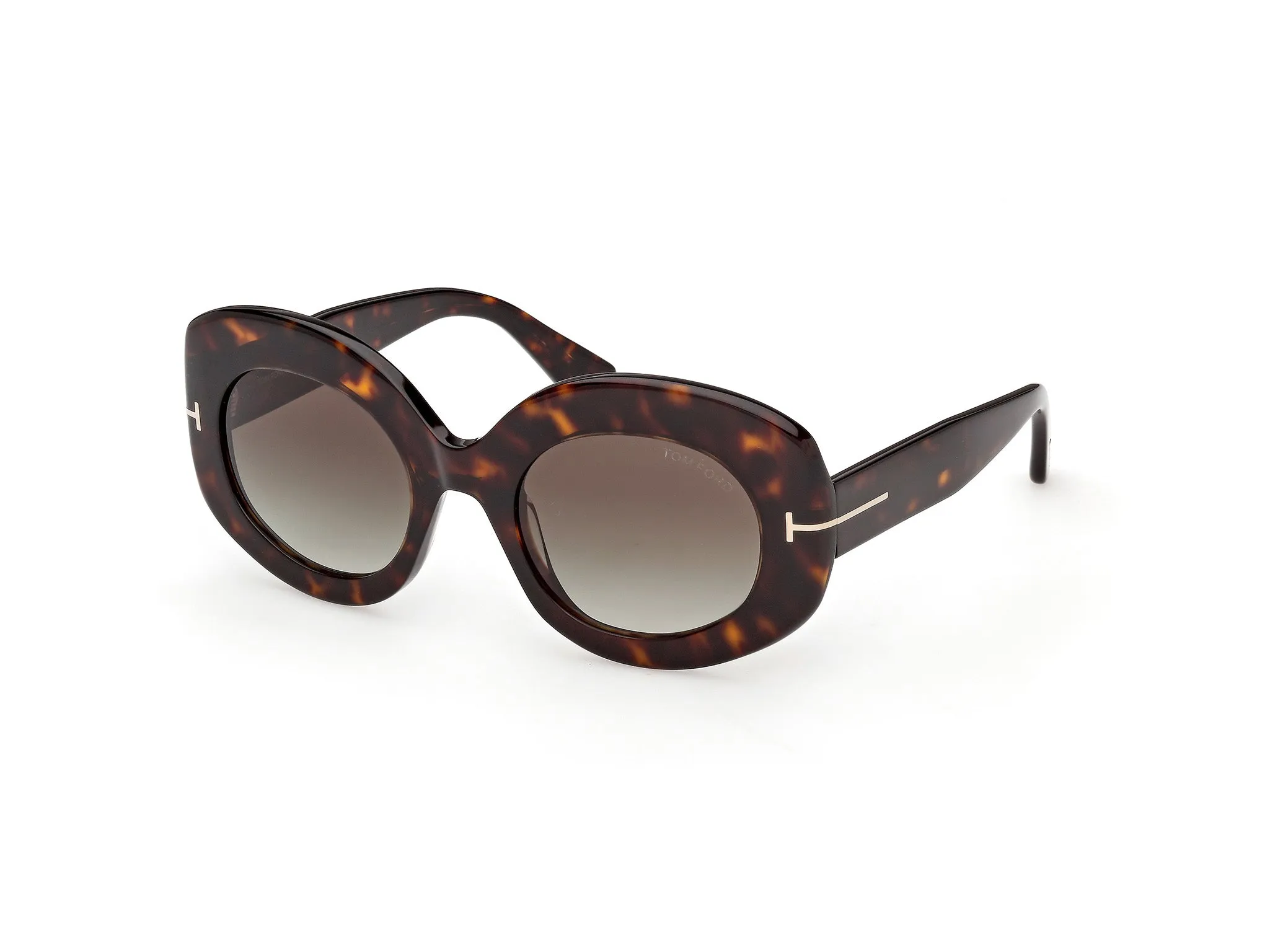 TOM FORD FT1346 CLAUDETTE-02 52B Occhiali da sole Acetato Havana Fumo Rotonda Normale - immagine 1