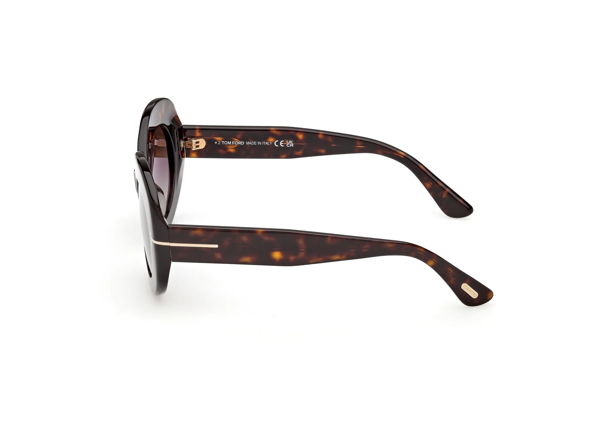 TOM FORD FT1346 CLAUDETTE-02 52B Occhiali da sole Acetato Havana Fumo Rotonda Normale - immagine 3