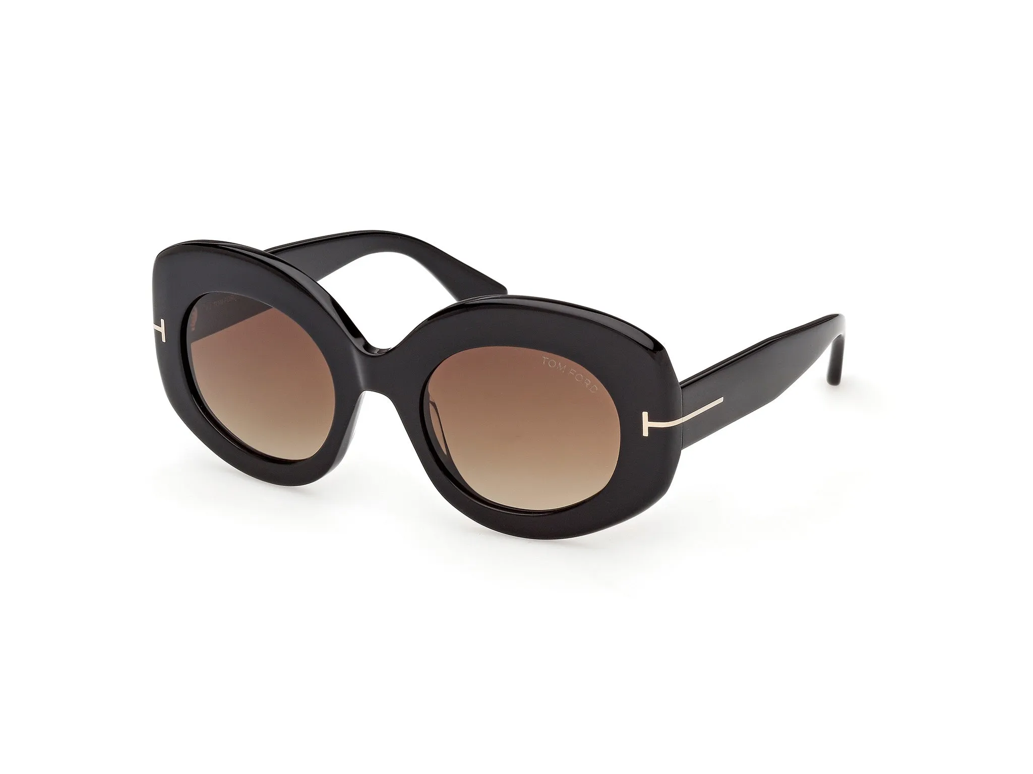 TOM FORD FT1346 CLAUDETTE-02 01F Occhiali da sole Acetato Nero Marrone Rotonda Normale - immagine 1