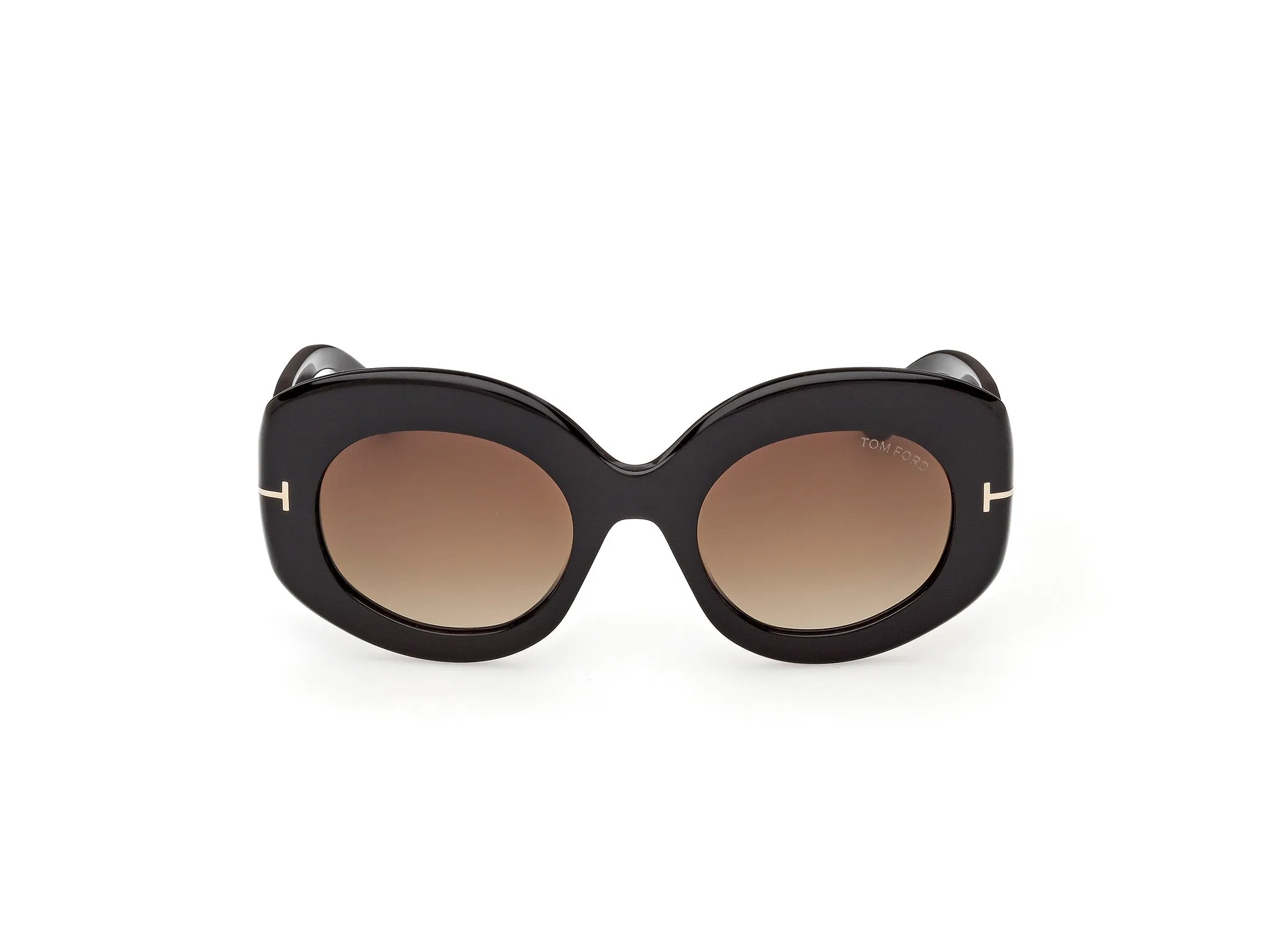 TOM FORD FT1346 CLAUDETTE-02 01F Occhiali da sole Acetato Nero Marrone Rotonda Normale - immagine 2