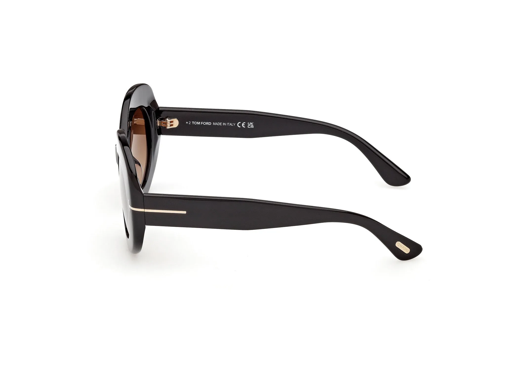 TOM FORD FT1346 CLAUDETTE-02 01F Occhiali da sole Acetato Nero Marrone Rotonda Normale - immagine 3