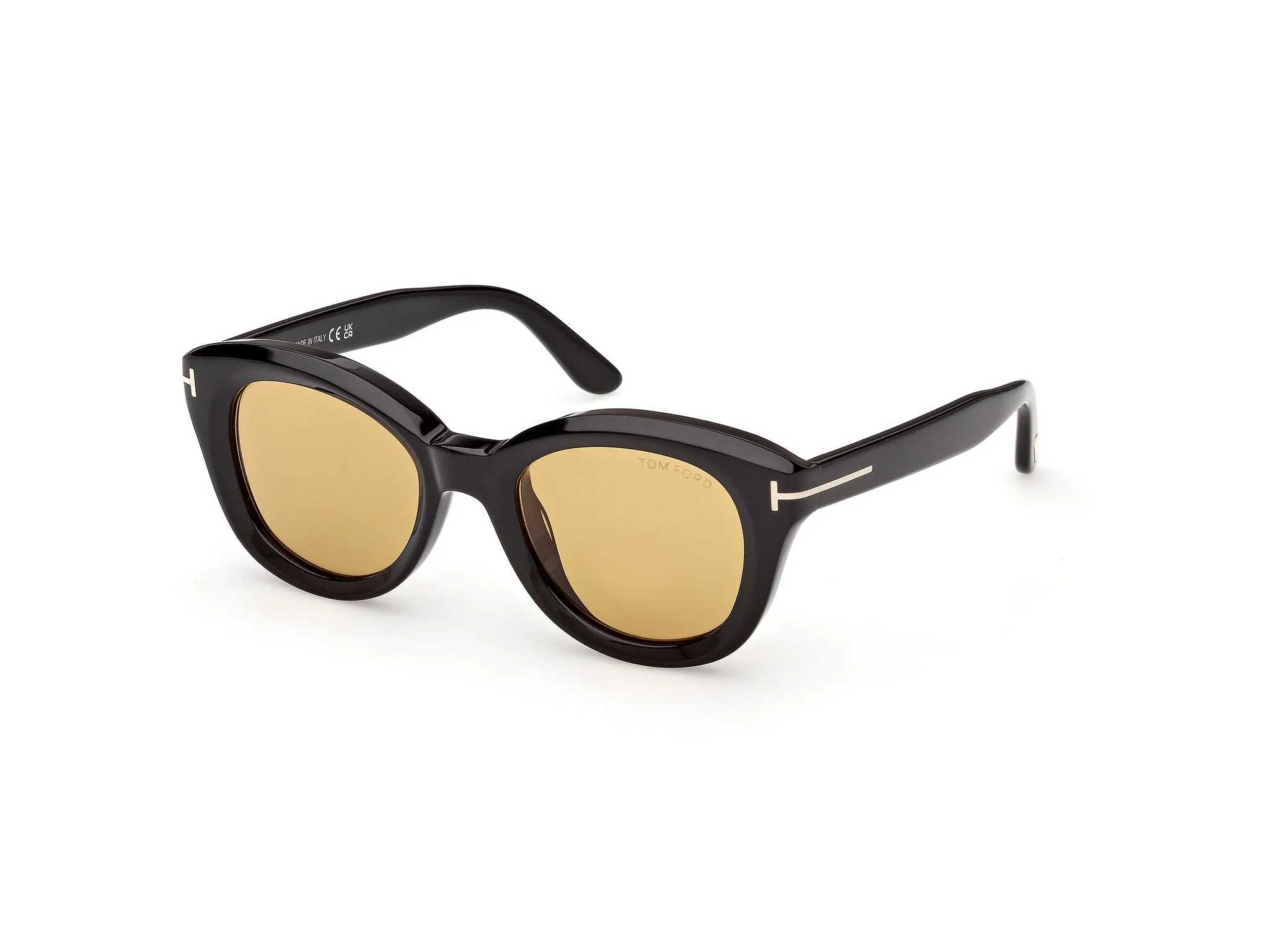 TOM FORD FT1344 NIKA-02 01E Occhiali da sole Acetato Nero Marrone Rotonda Normale - immagine 1