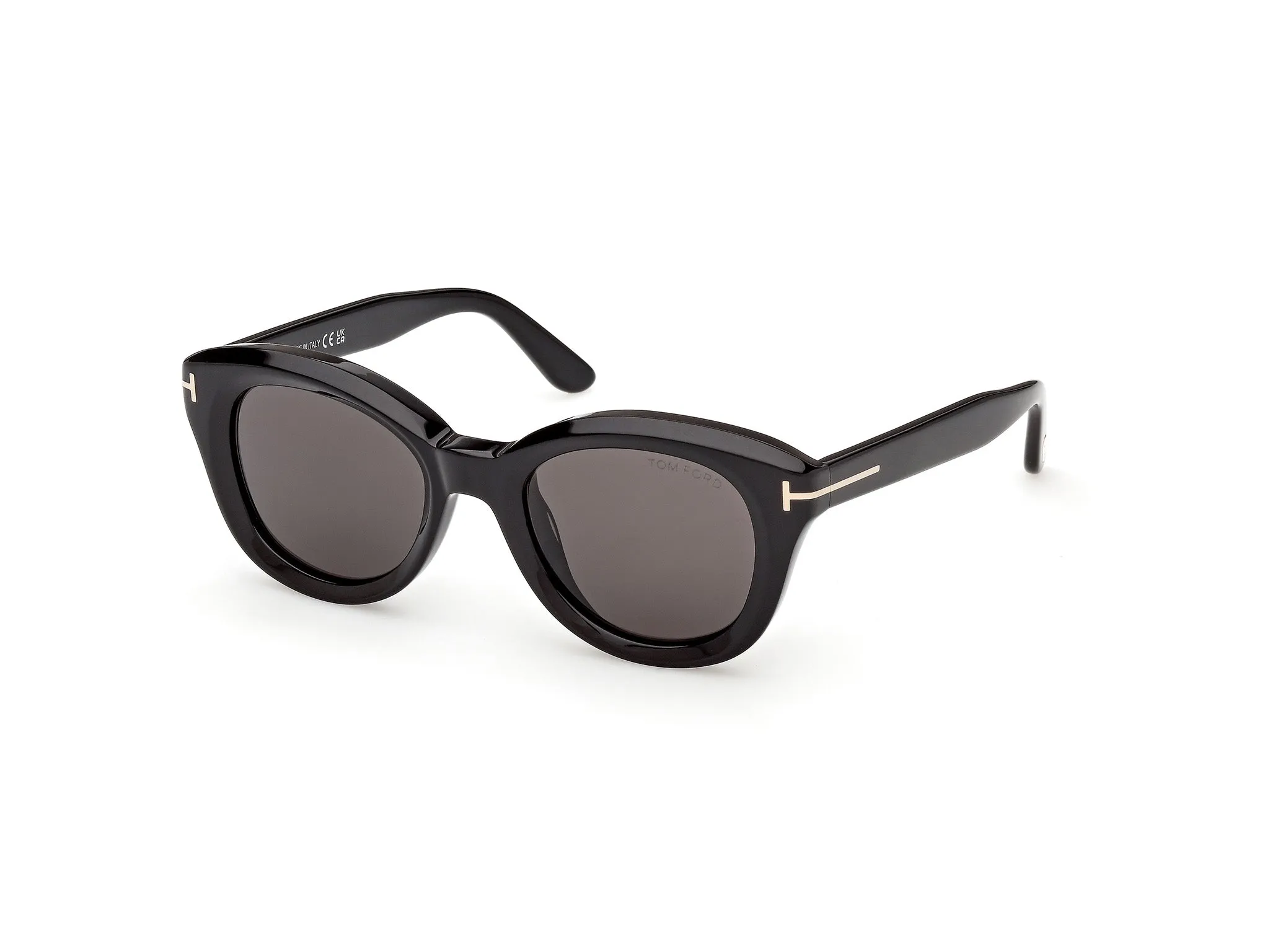 TOM FORD FT1344 NIKA-02 01A Occhiali da sole Acetato Nero Fumo Rotonda Normale - immagine 1