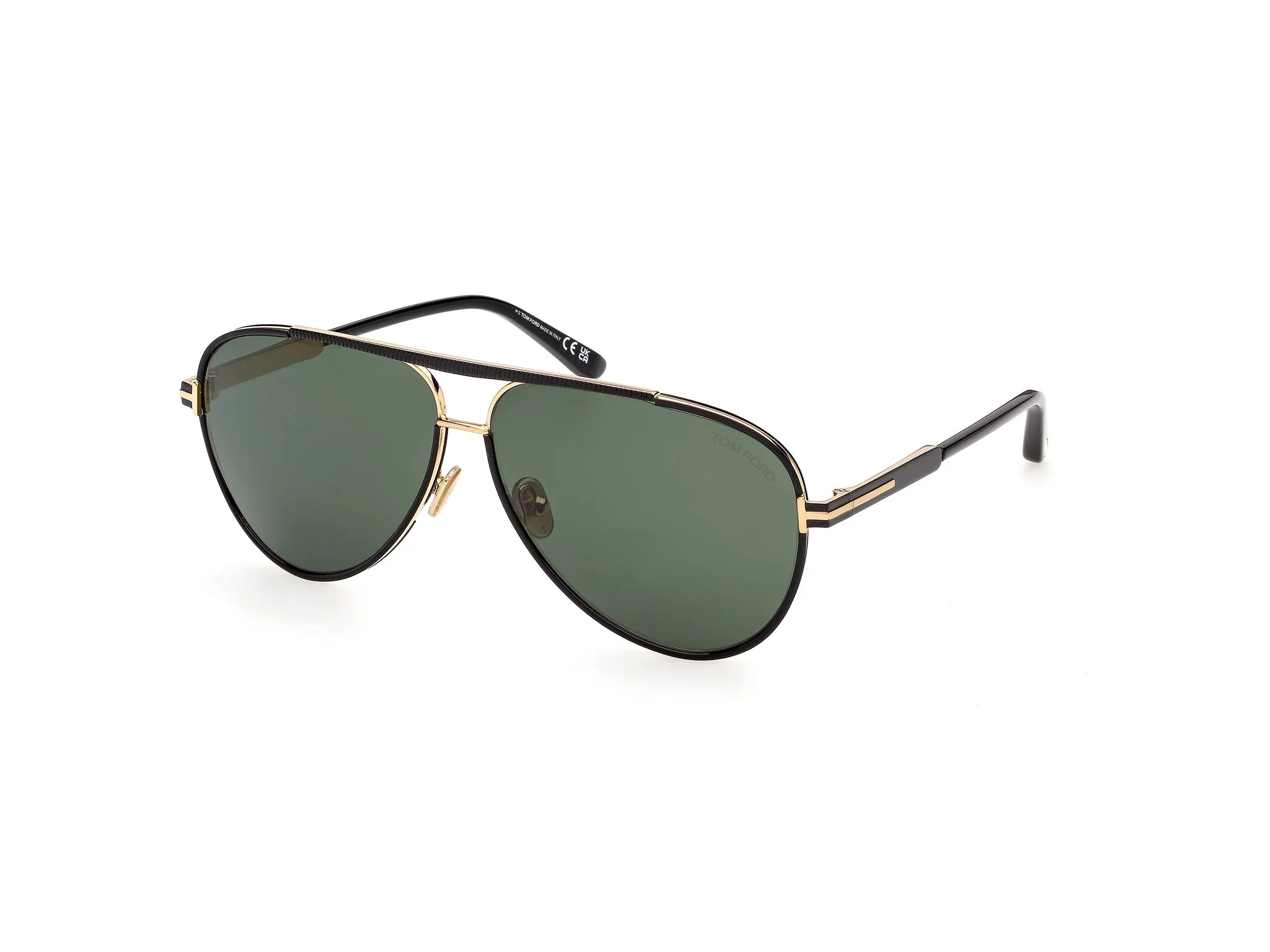 TOM FORD FT1340 RUPERT-02 01N Occhiali da sole Metallo Nero Verde Pilot Normale - immagine 1