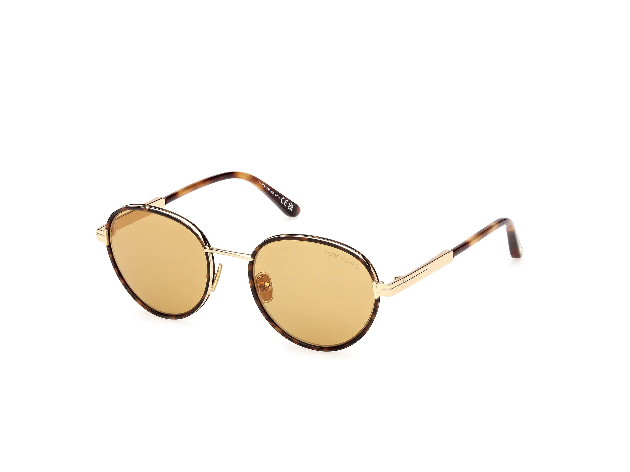 TOM FORD FT1339 JET-02 53E Occhiali da sole Metallo Havana Marrone Rotonda Normale - immagine 1