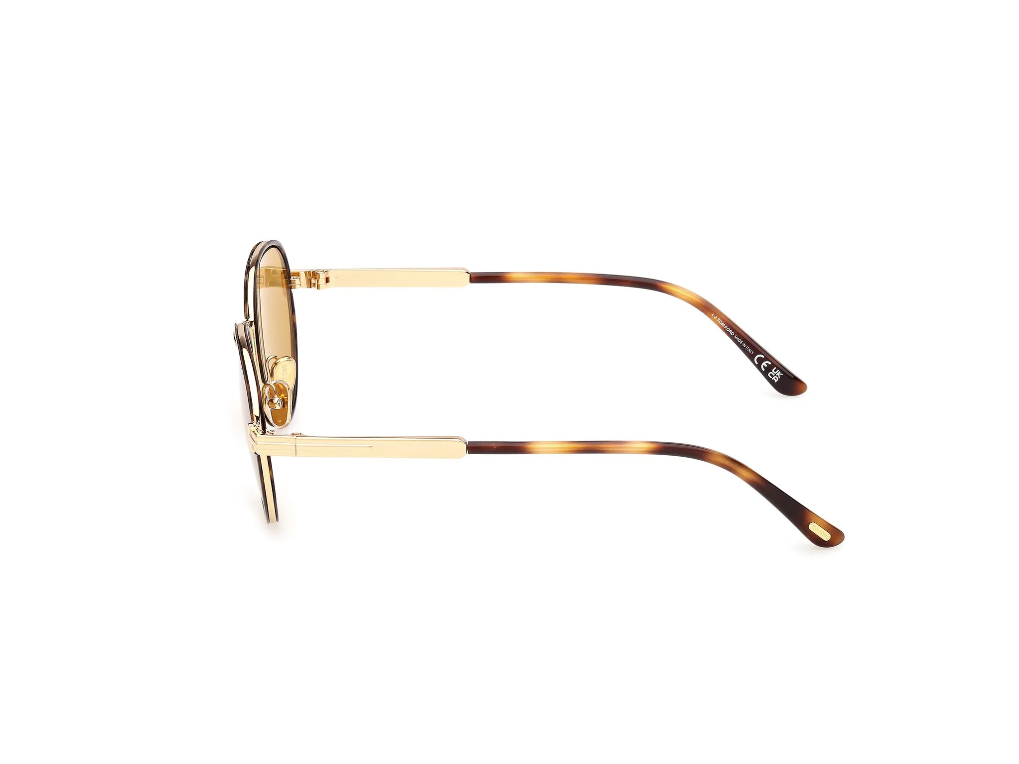 TOM FORD FT1339 JET-02 53E Occhiali da sole Metallo Havana Marrone Rotonda Normale - immagine 3