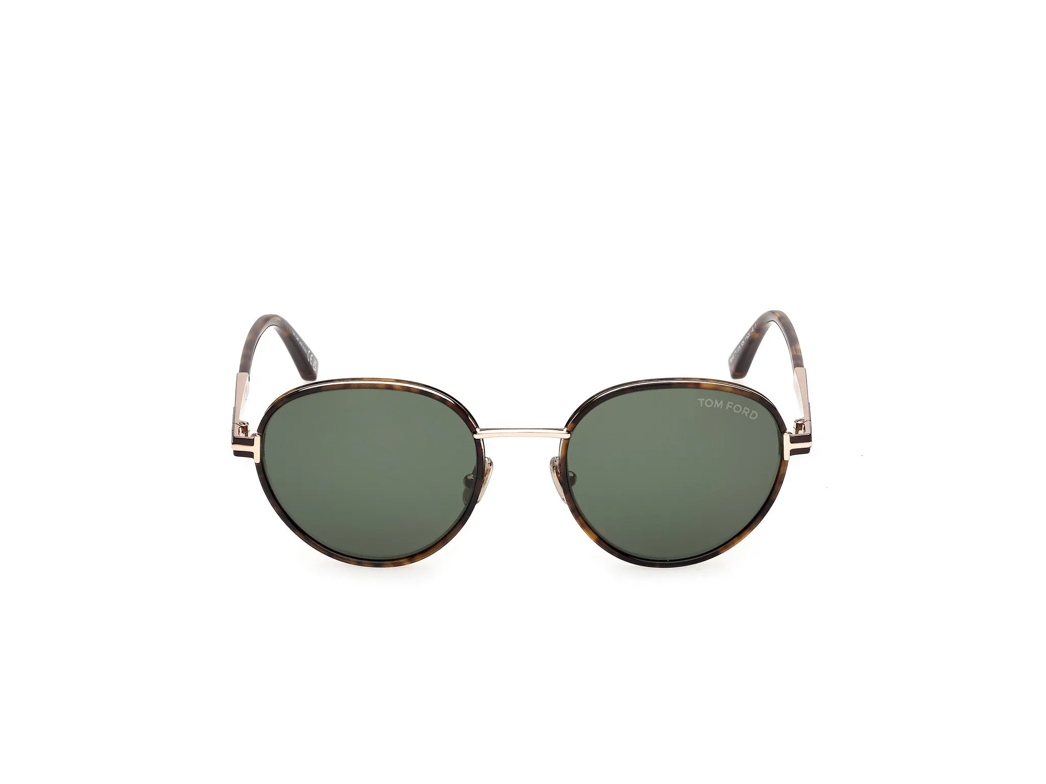 TOM FORD FT1339 JET-02 52N Occhiali da sole Metallo Havana Verde Rotonda Normale - immagine 2