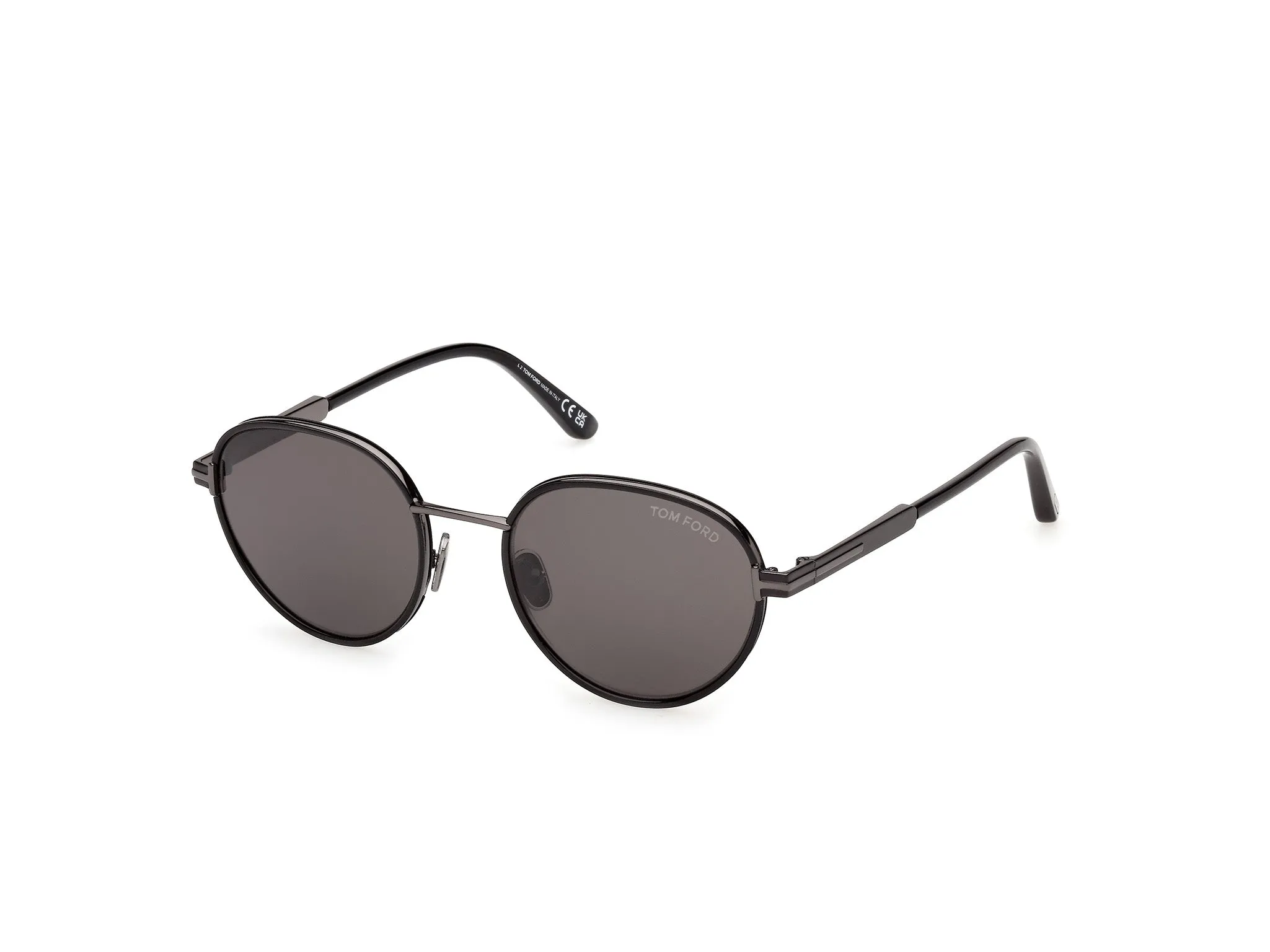 TOM FORD FT1339 JET-02 01A Occhiali da sole Metallo Nero Fumo Rotonda Normale - immagine 1