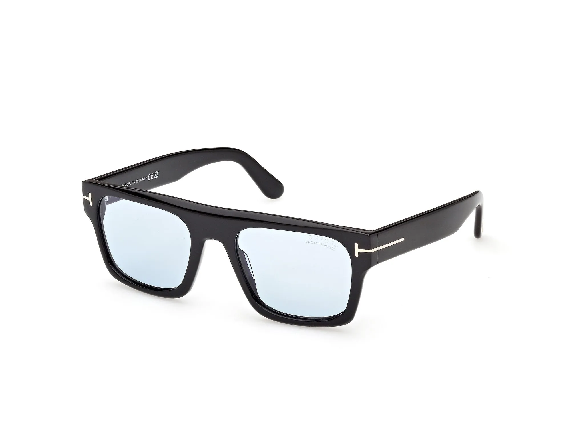 TOM FORD FT1337 CYRUS-02 01V Occhiali da sole Acetato Nero Blu Squadrata Fotocromatiche - immagine 1
