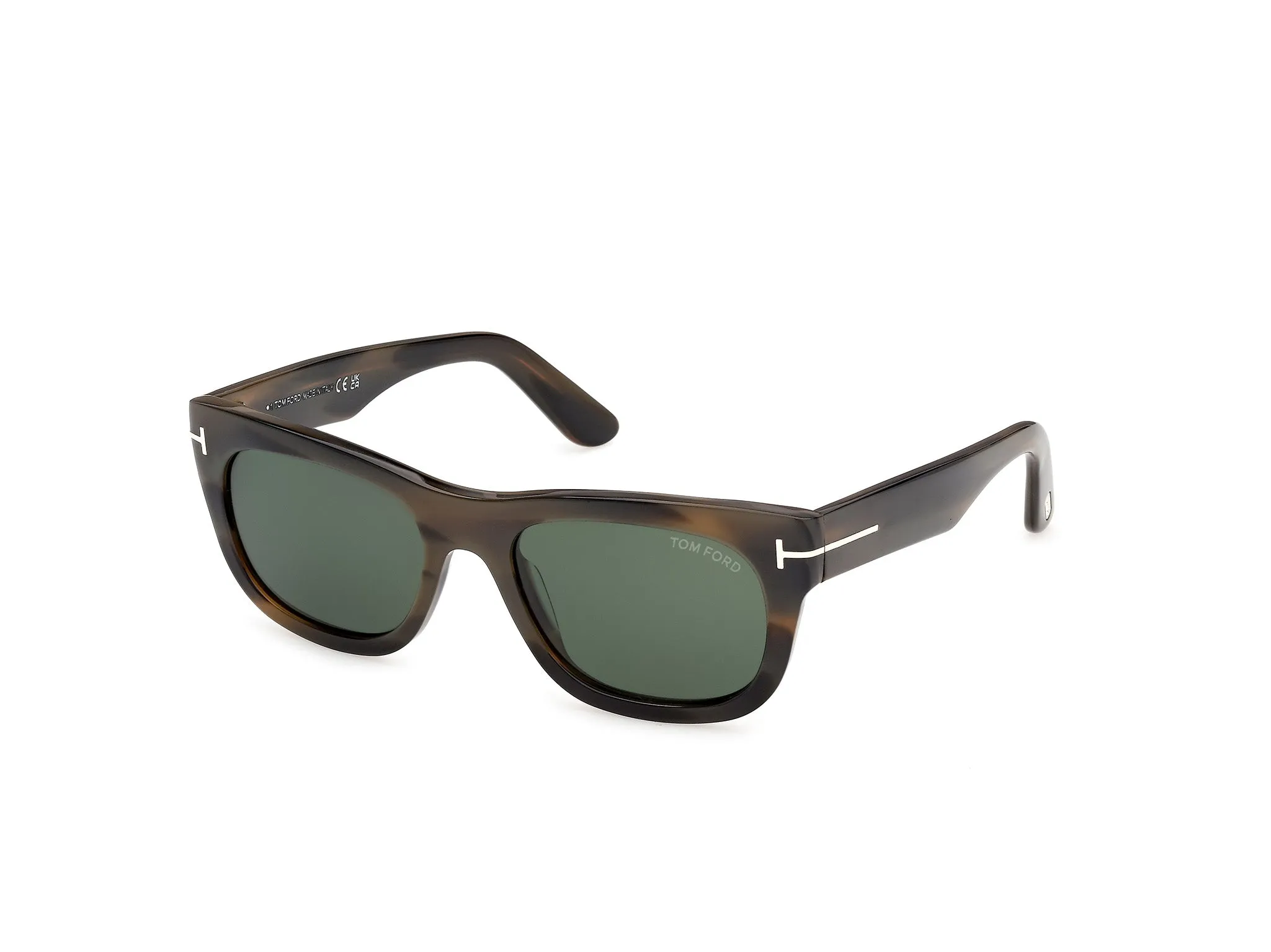 TOM FORD FT1334 MARSHALL-02 55N Occhiali da sole Acetato Havana Verde Squadrata Normale - immagine 1