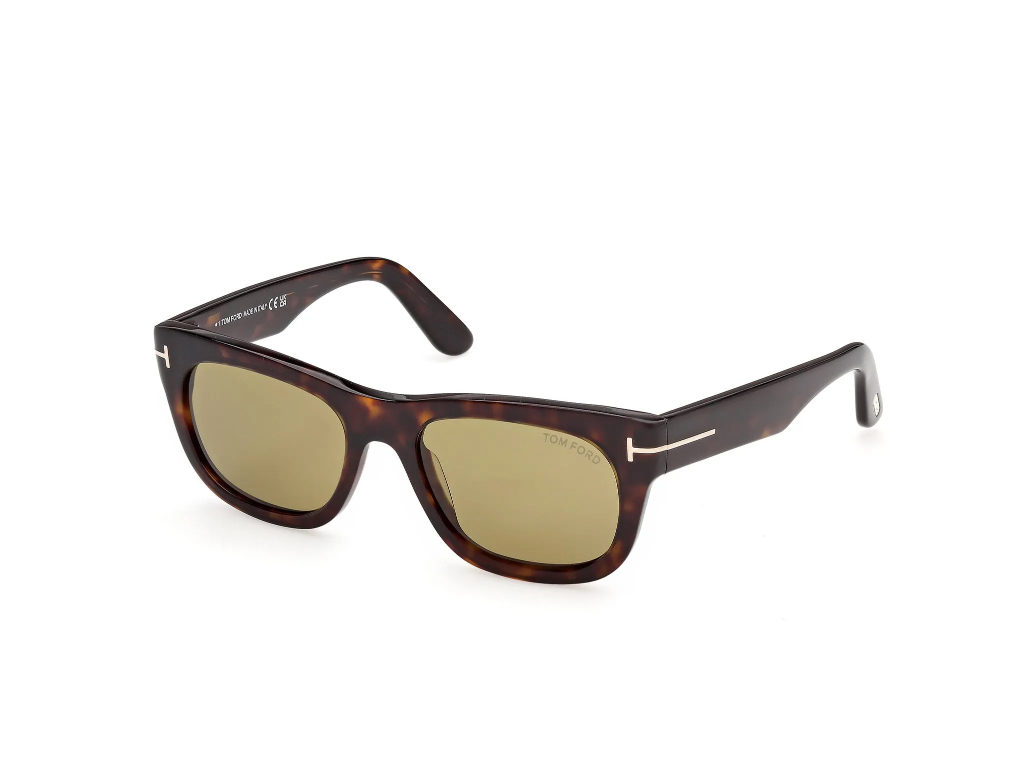 TOM FORD FT1334 MARSHALL-02 52N Occhiali da sole Acetato Havana Verde Squadrata Normale - immagine 1