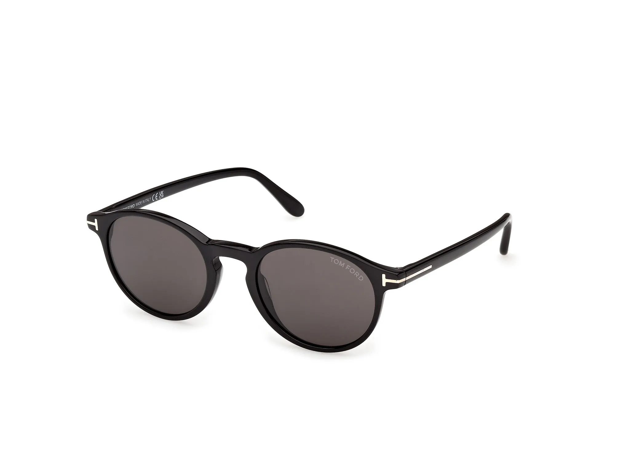 TOM FORD FT1331 PRESCOTT-02 01A Occhiali da sole Acetato Nero Fumo Rotonda Normale - immagine 1