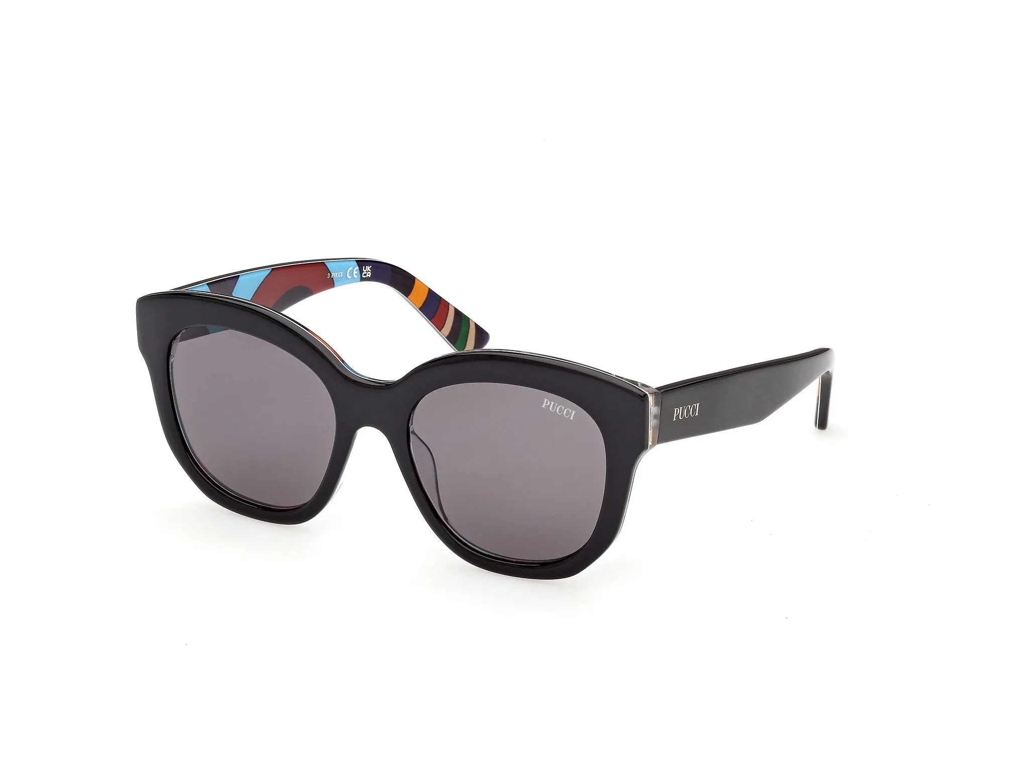 Emilio Pucci EP0254 05A Occhiali da sole Acetato Nero Fumo Geometrica Normale - immagine 1