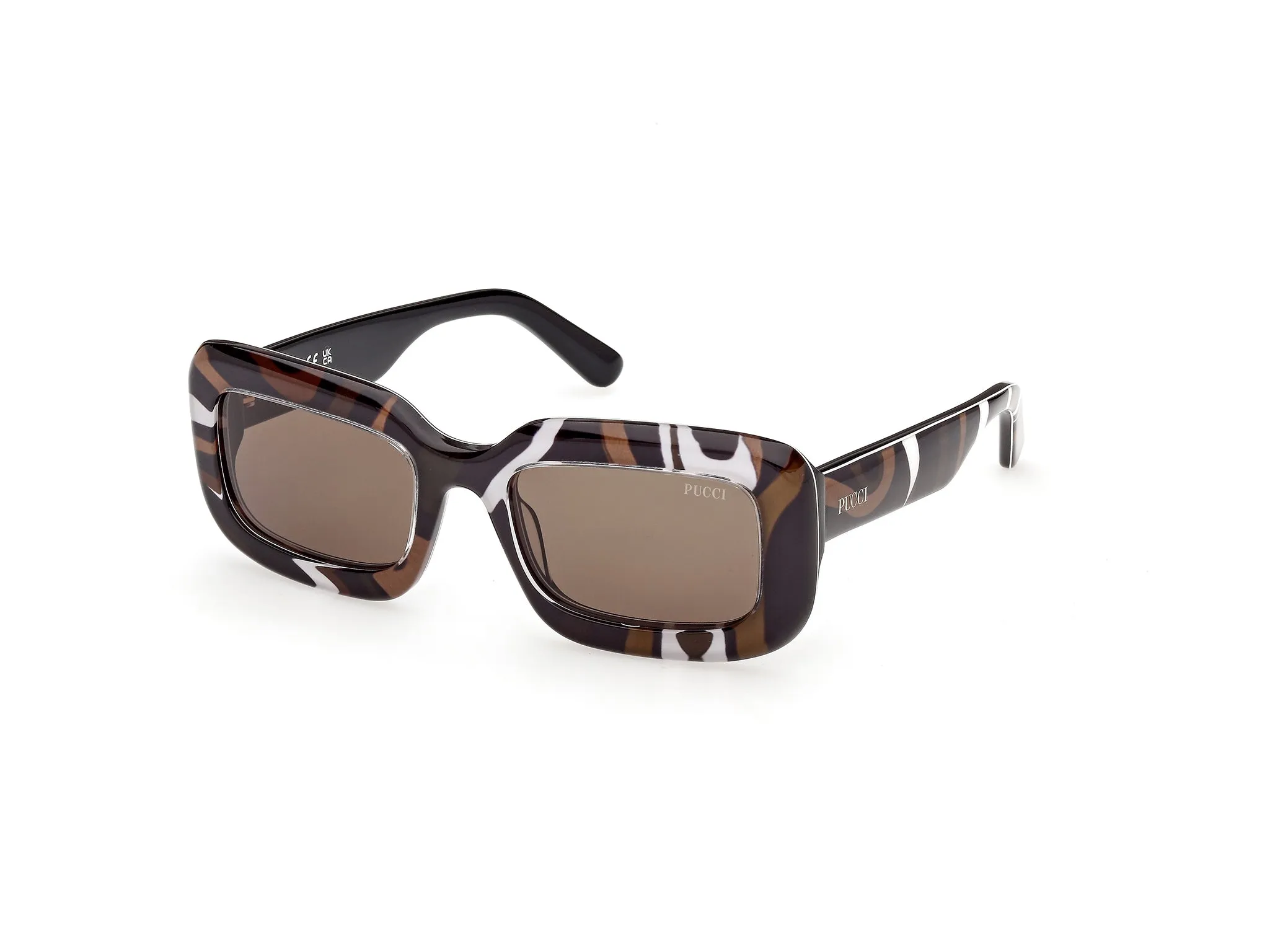 Emilio Pucci EP0253 99E Occhiali da sole Acetato Multi-colore Marrone Squadrata Normale - immagine 1