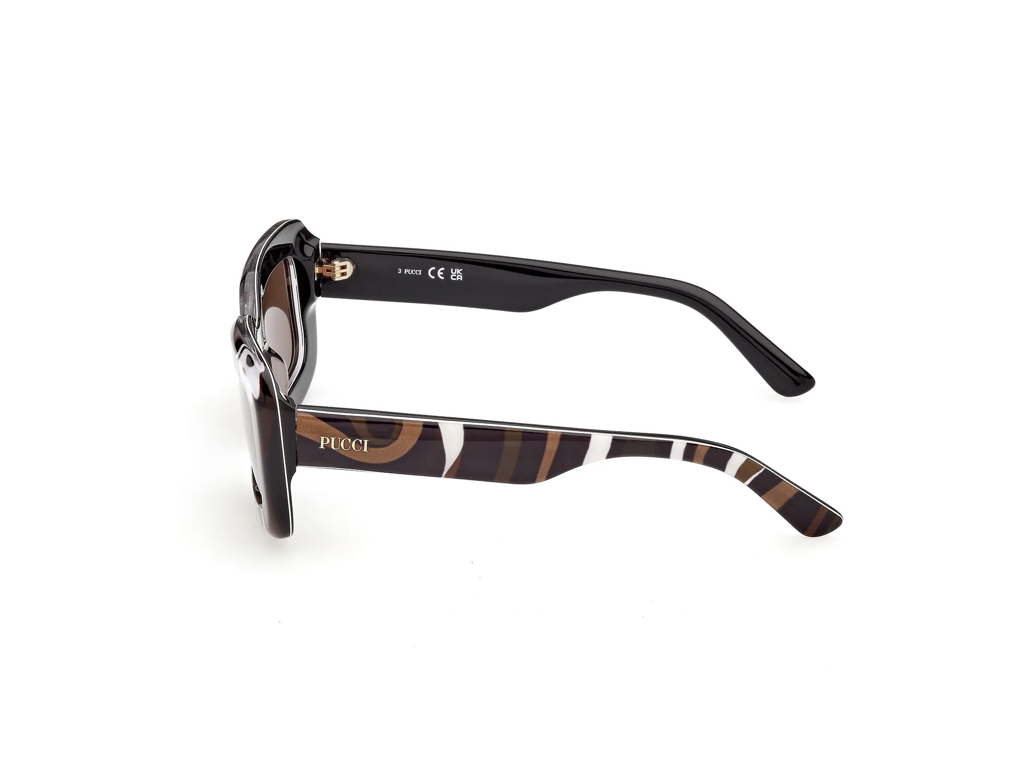 Emilio Pucci EP0253 99E Occhiali da sole Acetato Multi-colore Marrone Squadrata Normale - immagine 3