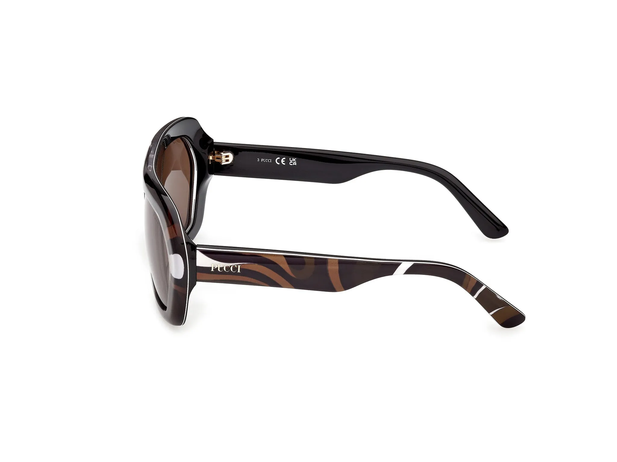 Emilio Pucci EP0252 99E Occhiali da sole Acetato Multi-colore Marrone Geometrica Normale - immagine 3