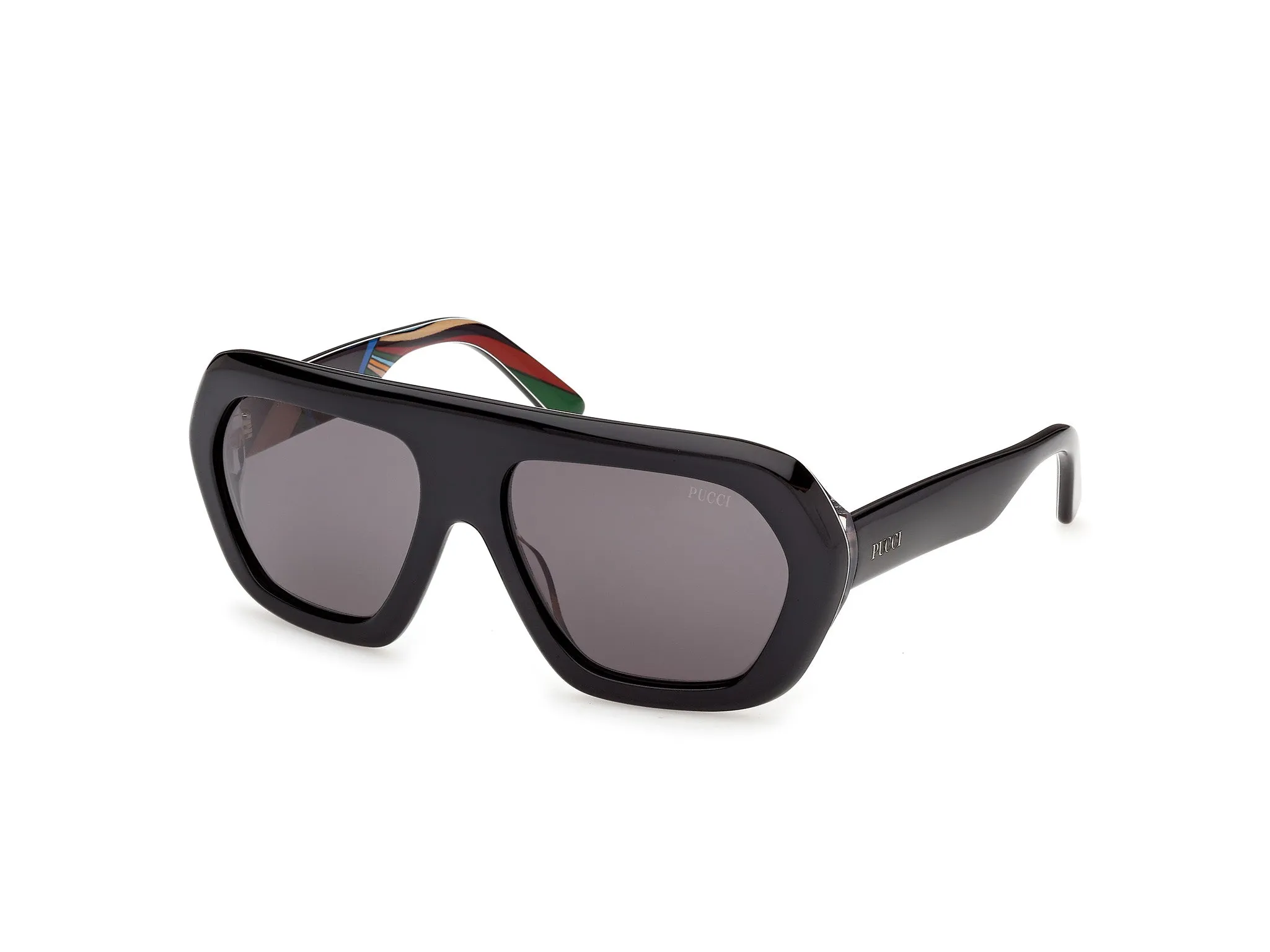 Emilio Pucci EP0252 05A Occhiali da sole Acetato Nero Fumo Geometrica Normale - immagine 1