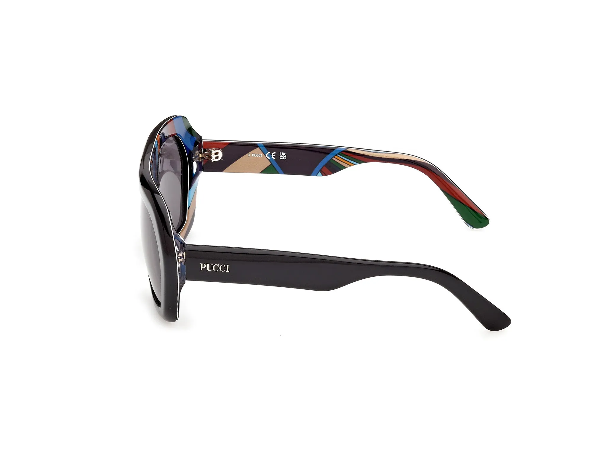 Emilio Pucci EP0252 05A Occhiali da sole Acetato Nero Fumo Geometrica Normale - immagine 3