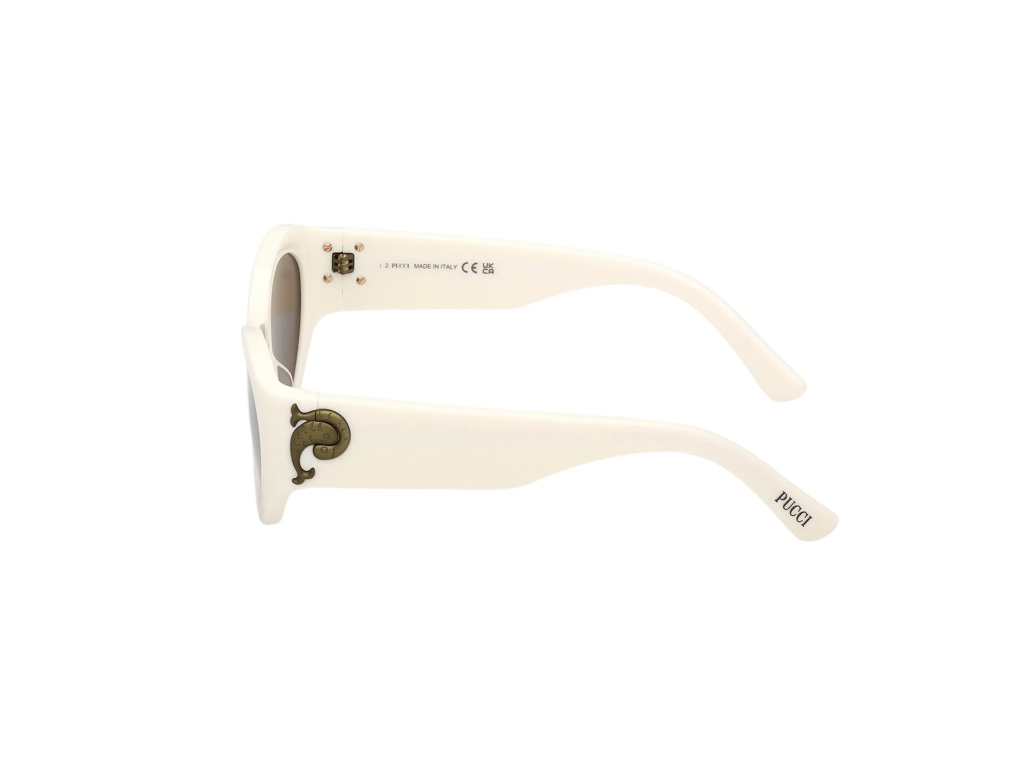 Emilio Pucci EP0249 21E Occhiali da sole Acetato Bianco Marrone Cat Eye Normale - immagine 3