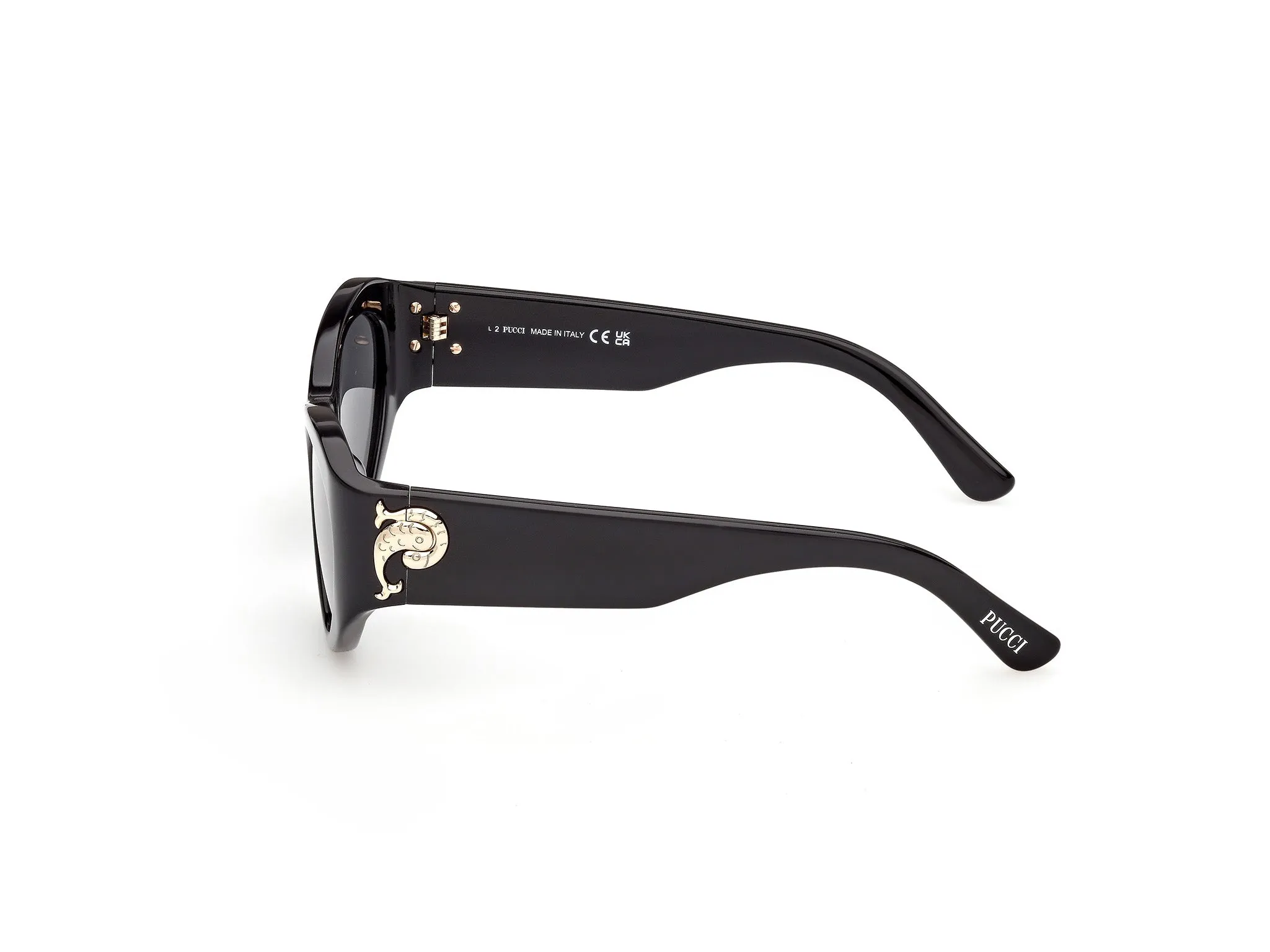 Emilio Pucci EP0249 01A Occhiali da sole Acetato Nero Fumo Cat Eye Normale - immagine 3