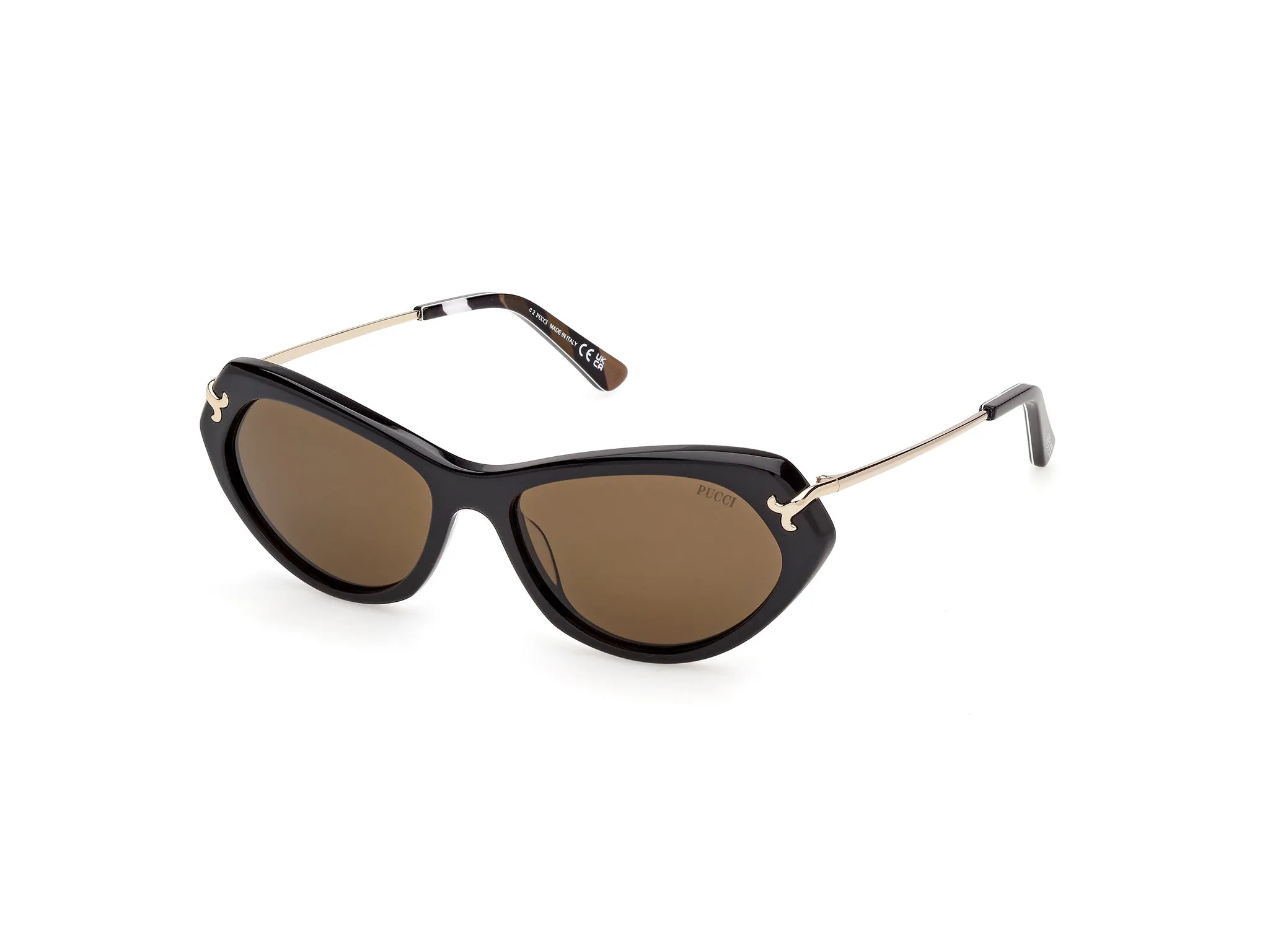 Emilio Pucci EP0251 01E Occhiali da sole Acetato Nero Marrone Cat Eye Normale - immagine 1