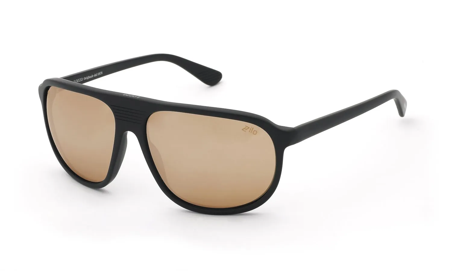 Lozza SL4417 703X Occhiali da sole Acetato Nero Marrone Pilot Normale Specchiato - immagine 1