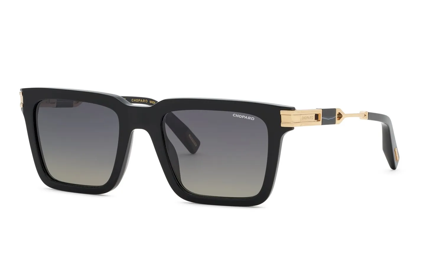 Chopard SCH411 700Z Occhiali da sole Acetato Nero Fumo Squadrata Antiriflesso Sfumato - immagine 1