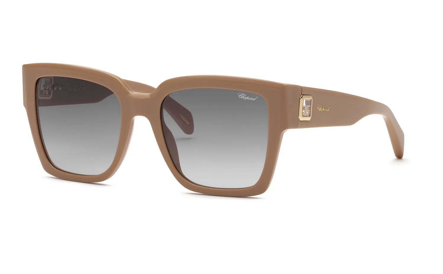 Chopard SCH406 05GN Occhiali da sole Acetato Fumo Squadrata Antiriflesso Sfumato - immagine 1