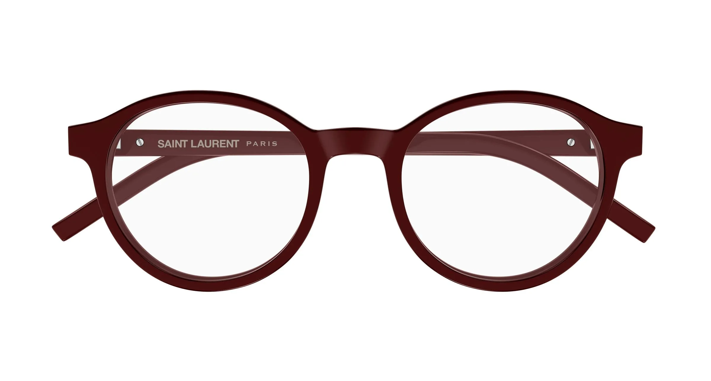 SAINT LAURENT SL M163 006 Montature da vista Acetato Bordeaux Trasparente Rotonda Antiriflesso - immagine 2