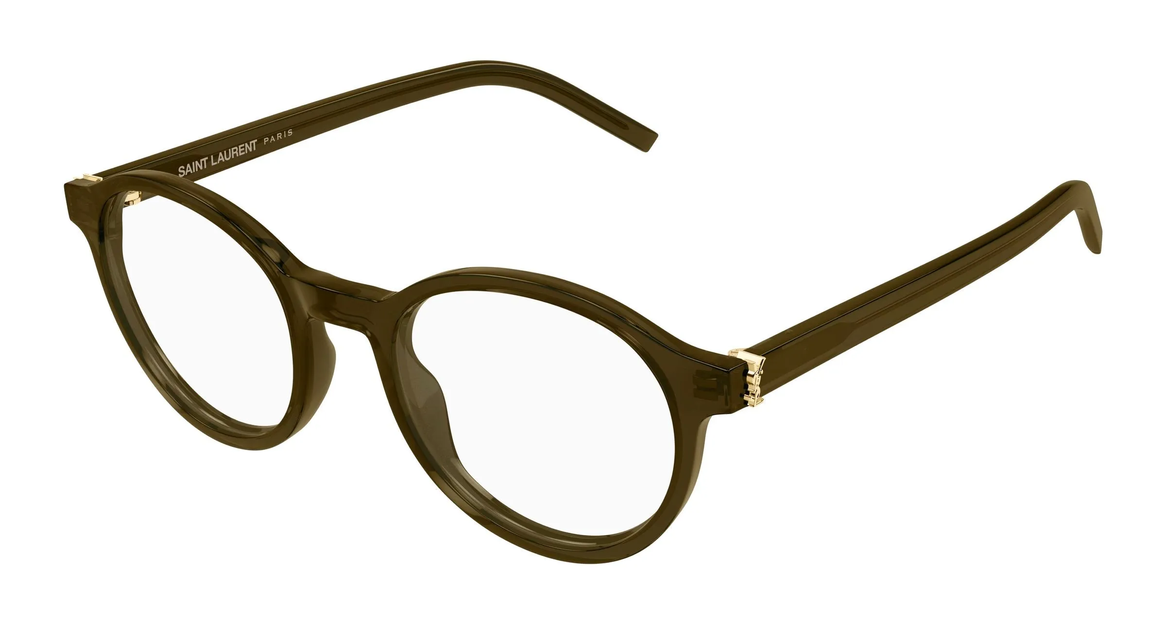 SAINT LAURENT SL M163 005 Montature da vista Acetato Marrone Trasparente Rotonda Antiriflesso - immagine 1
