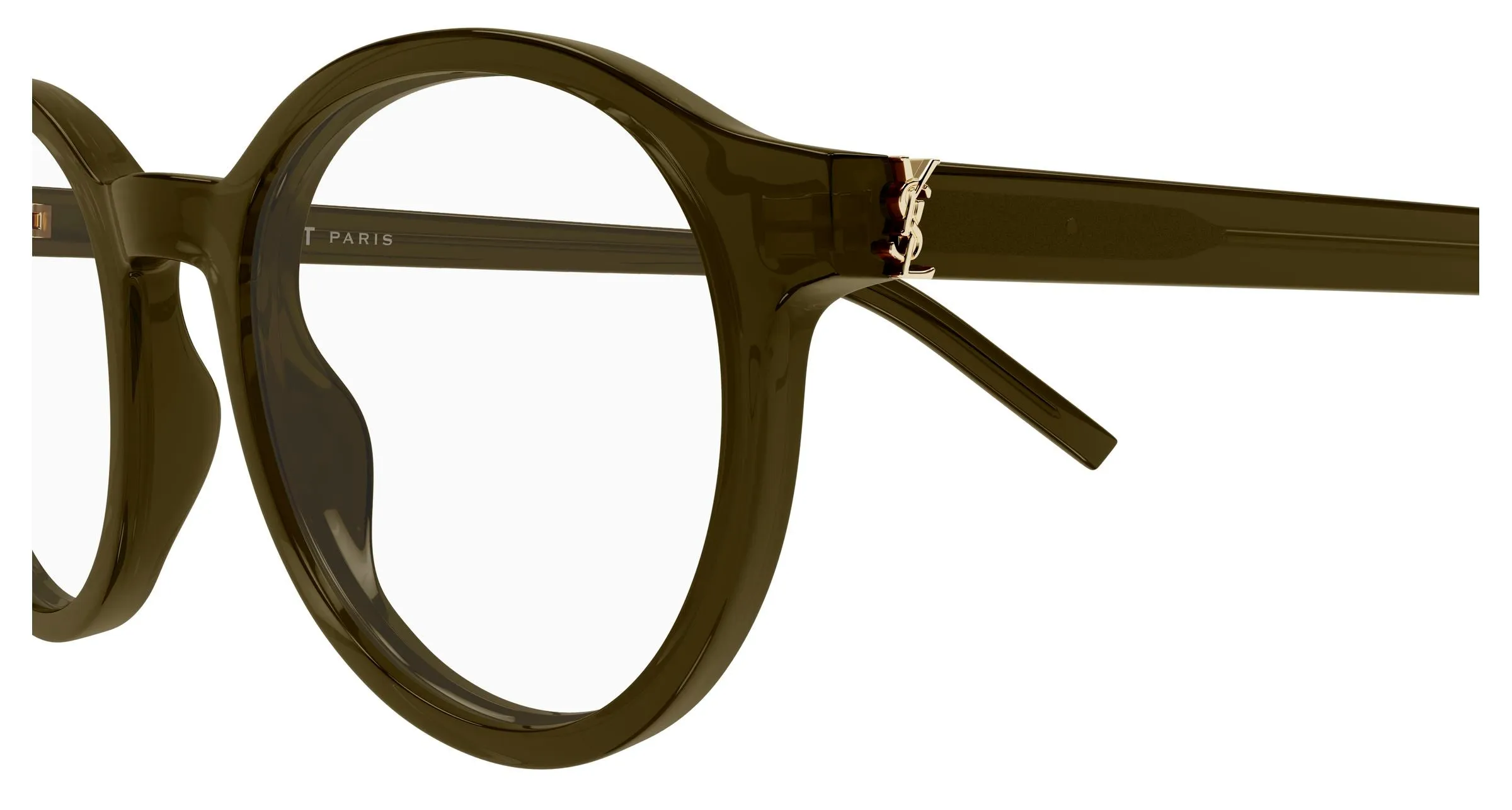 SAINT LAURENT SL M163 005 Montature da vista Acetato Marrone Trasparente Rotonda Antiriflesso - immagine 3