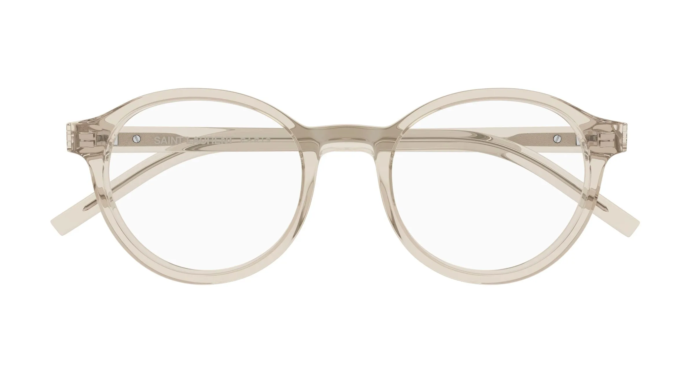 SAINT LAURENT SL M163 004 Montature da vista Acetato Beige Trasparente Rotonda Antiriflesso - immagine 2