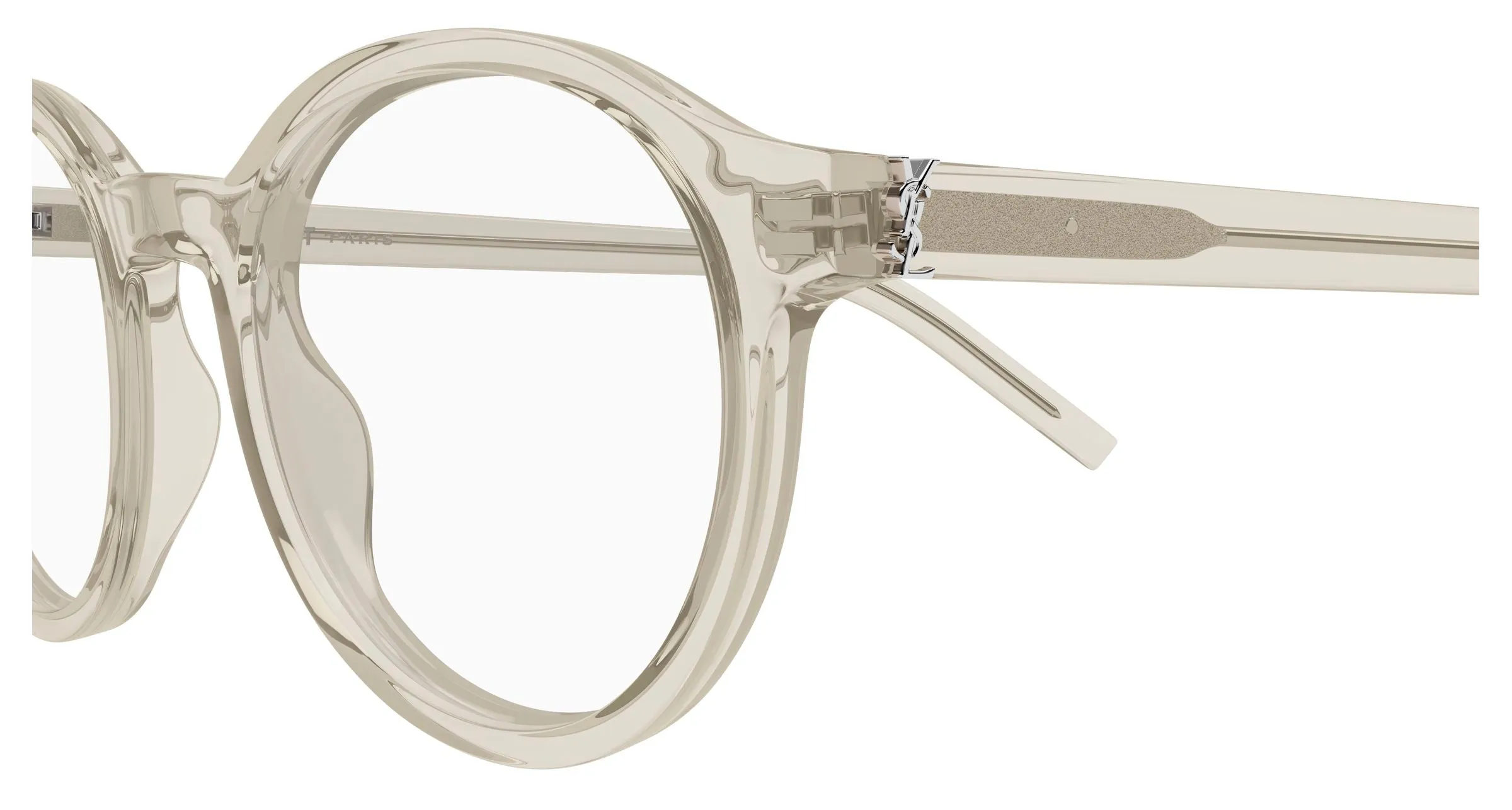 SAINT LAURENT SL M163 004 Montature da vista Acetato Beige Trasparente Rotonda Antiriflesso - immagine 3