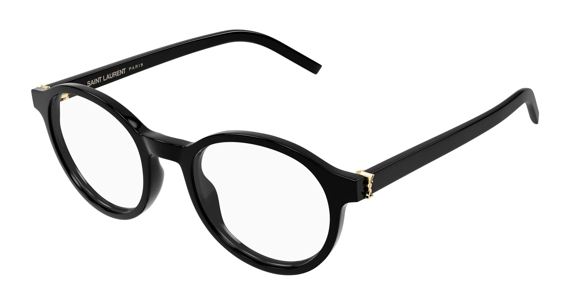 SAINT LAURENT SL M163 001 Montature da vista Acetato Nero Trasparente Rotonda Antiriflesso - immagine 1