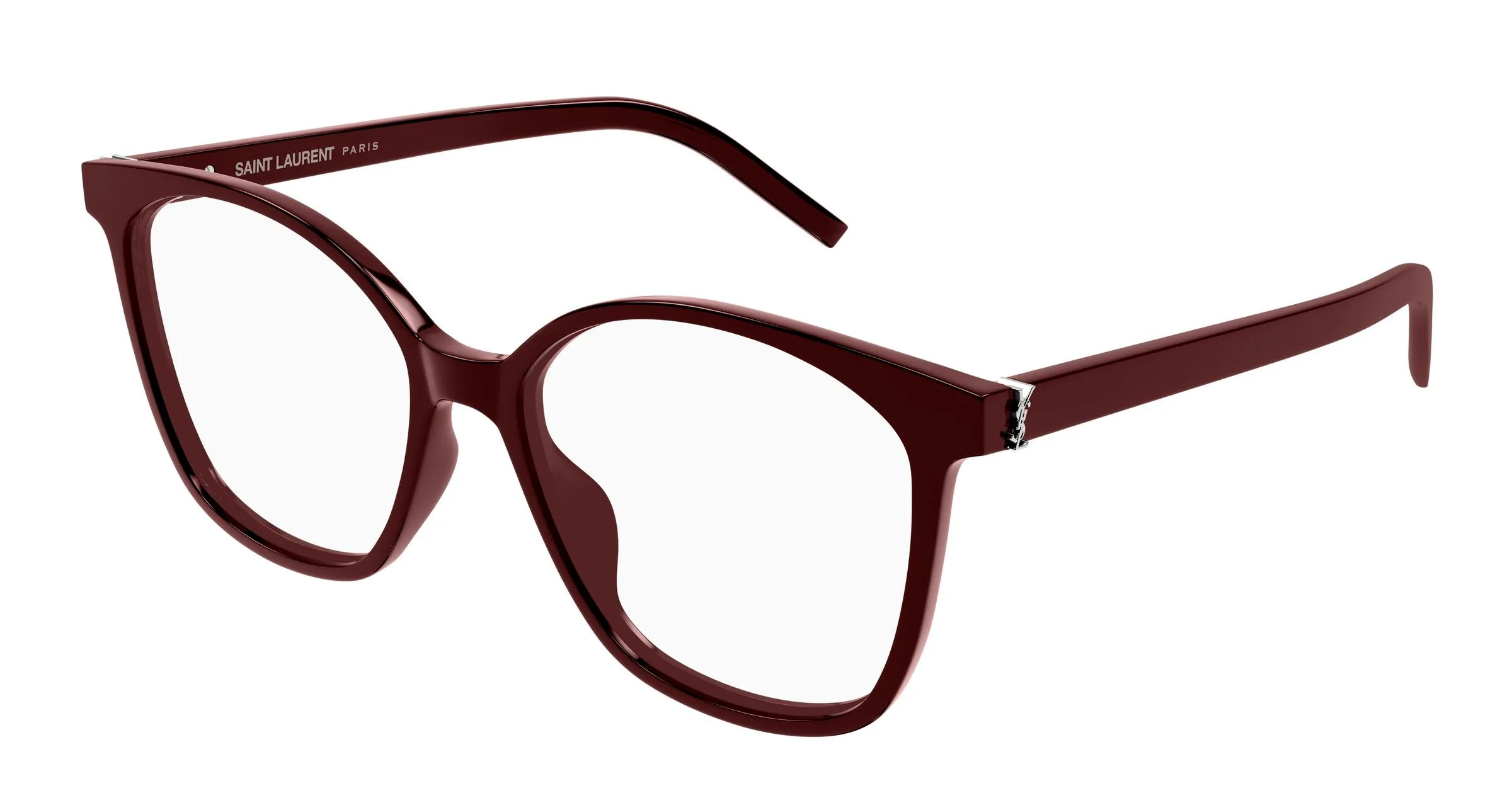 SAINT LAURENT SL M162 006 Montature da vista Acetato Bordeaux Trasparente Rotonda Antiriflesso - immagine 1