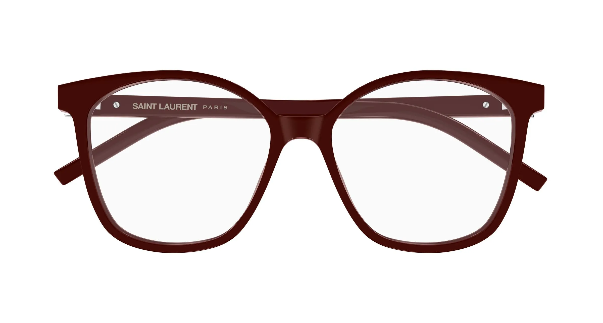 SAINT LAURENT SL M162 006 Montature da vista Acetato Bordeaux Trasparente Rotonda Antiriflesso - immagine 2